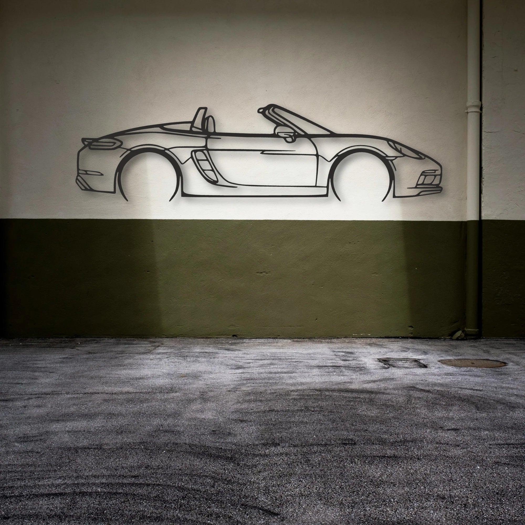 Porsche 718 Boxster GTS Classic Silhouette Metal Wall Art - Automotive Garage Decor