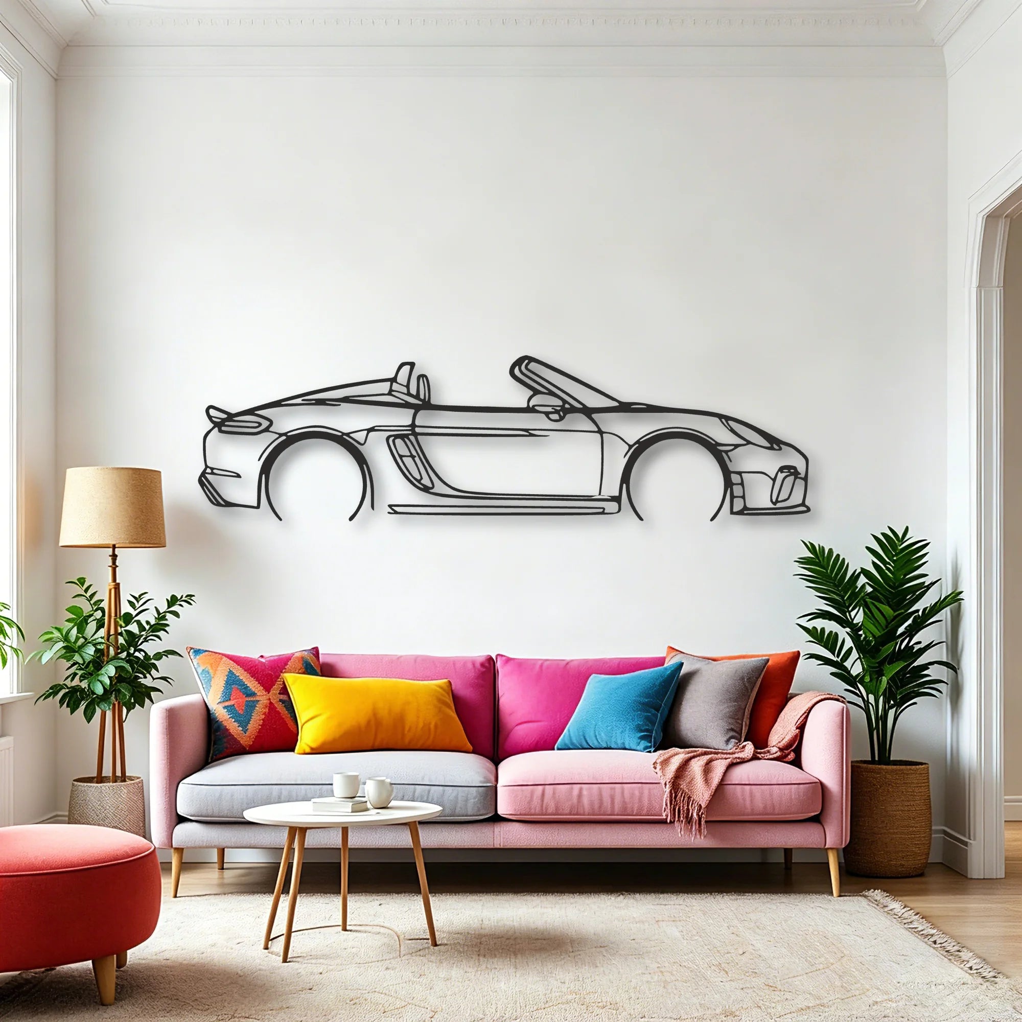 Porsche 718 Spider 2020 Classic Silhouette Metal Wall Art - Automotive Garage Decor