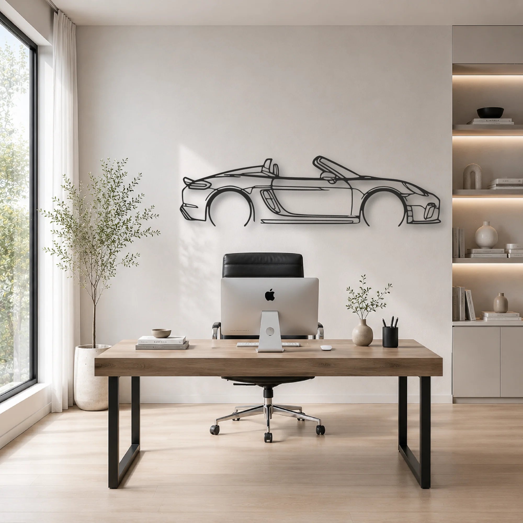 Porsche 718 Spider 2020 Classic Silhouette Metal Wall Art - Automotive Garage Decor