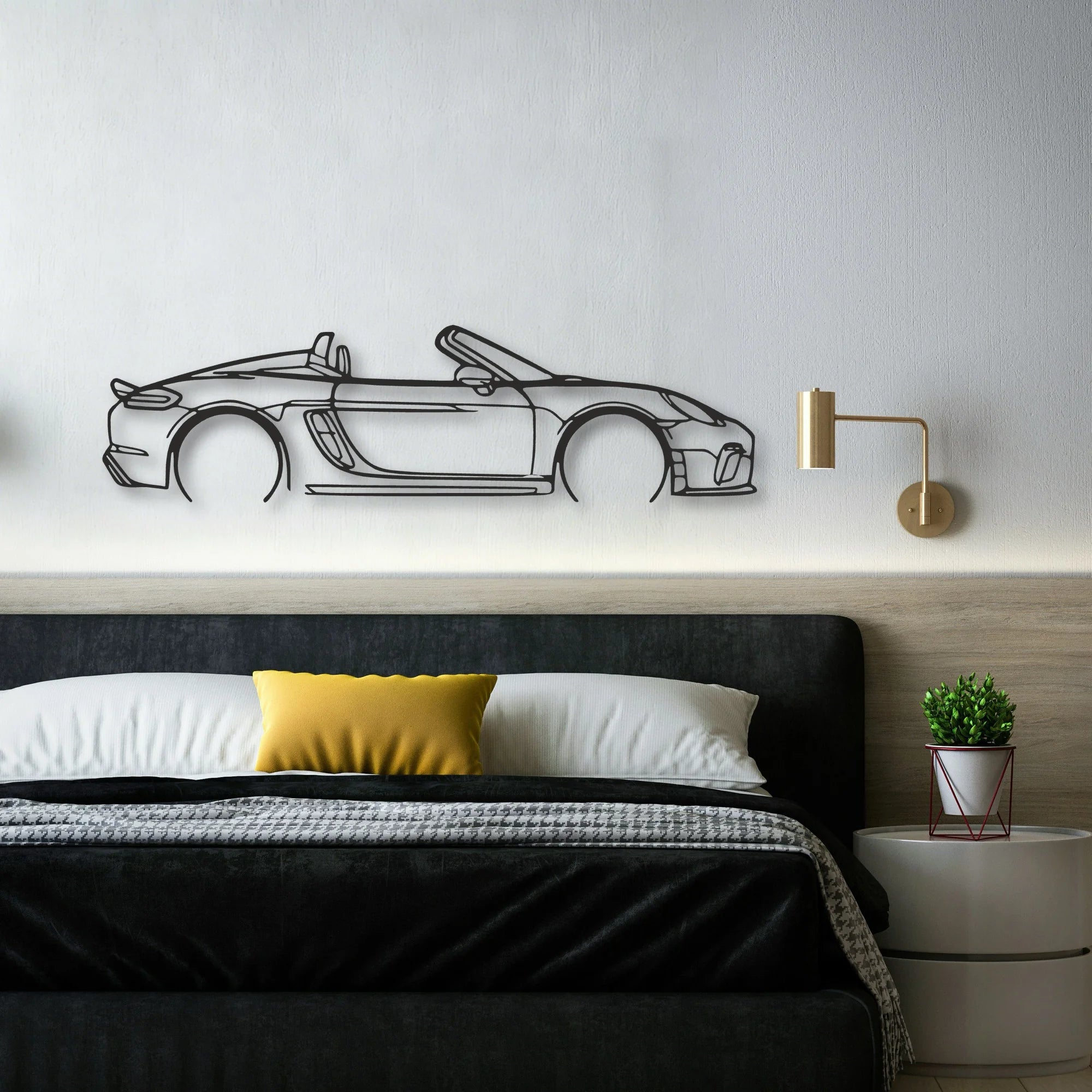 Porsche 718 Spider 2020 Classic Silhouette Metal Wall Art - Automotive Garage Decor