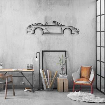porsche 911 cabrio model 997 Classic Silhouette Metal Wall Art - Automotive Garage Decor