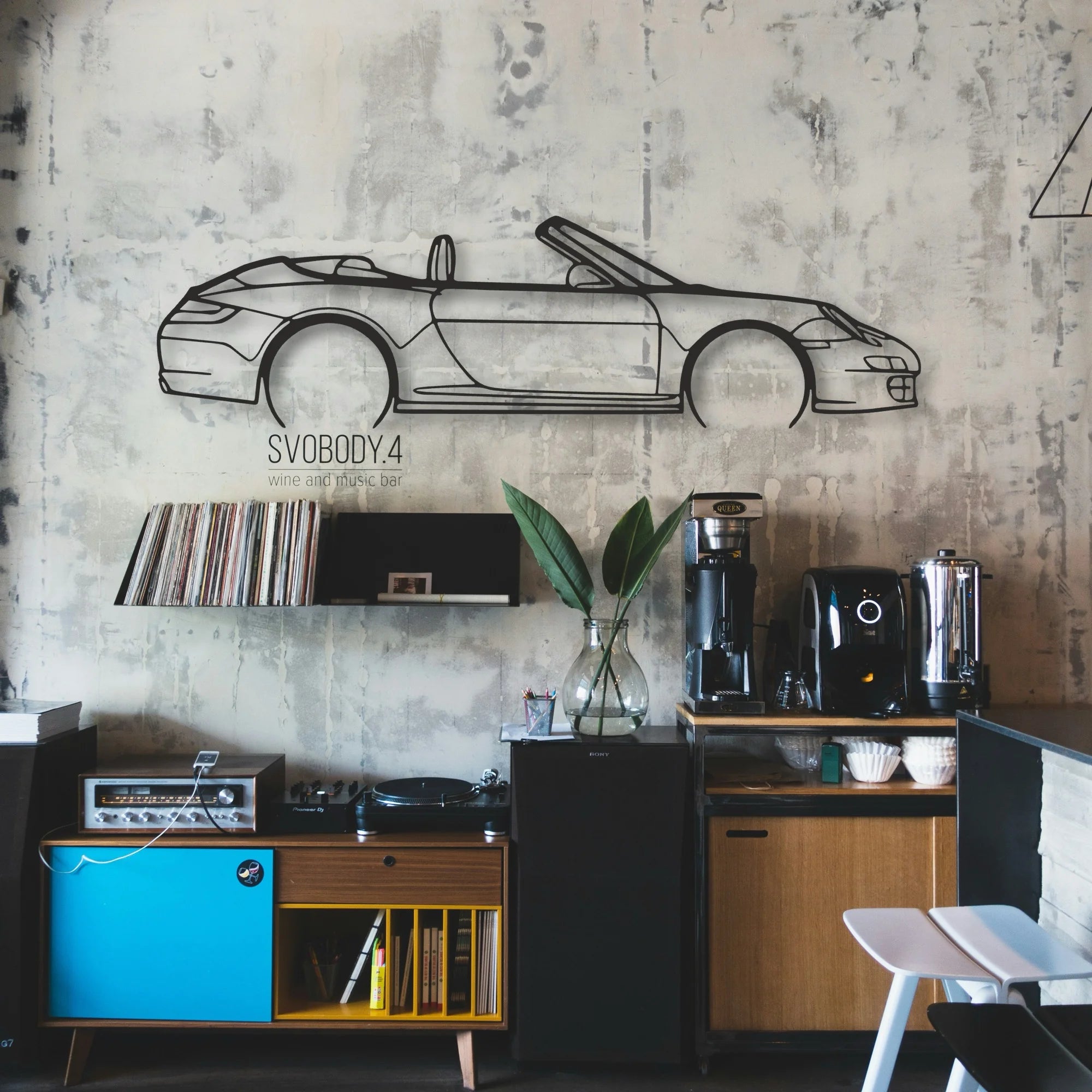 Porsche 911 Cabrio Model 997 Classic Silhouette Metal Wall Art - Automotive Garage Decor
