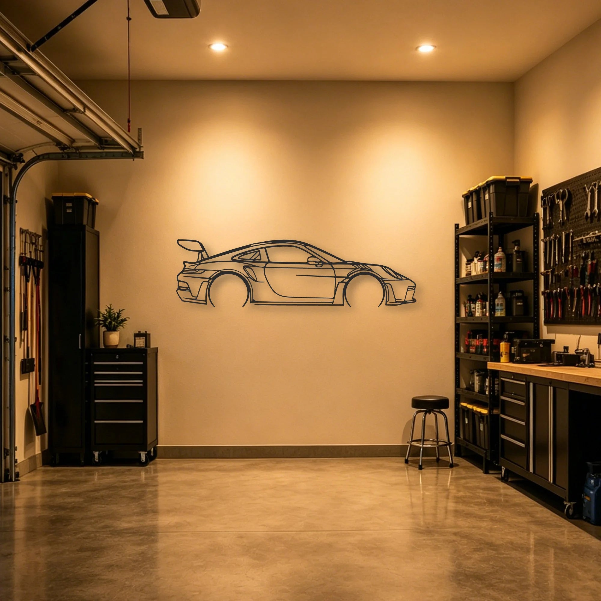Porsche 911 GT3 RS 992 Classic Silhouette Metal Wall Art - Automotive Garage Decor