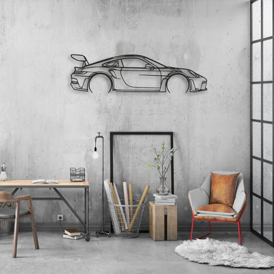 porsche 911 gt3 rs 992 Classic Silhouette Metal Wall Art - Automotive Garage Decor