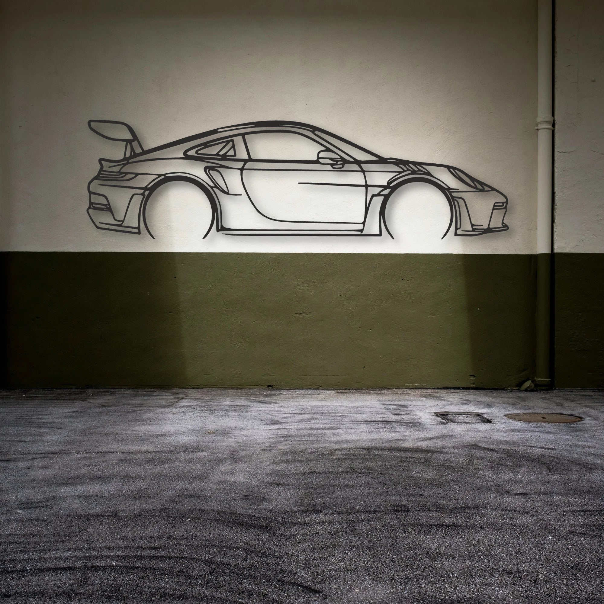 Porsche 911 GT3 RS 992 Classic Silhouette Metal Wall Art - Automotive Garage Decor