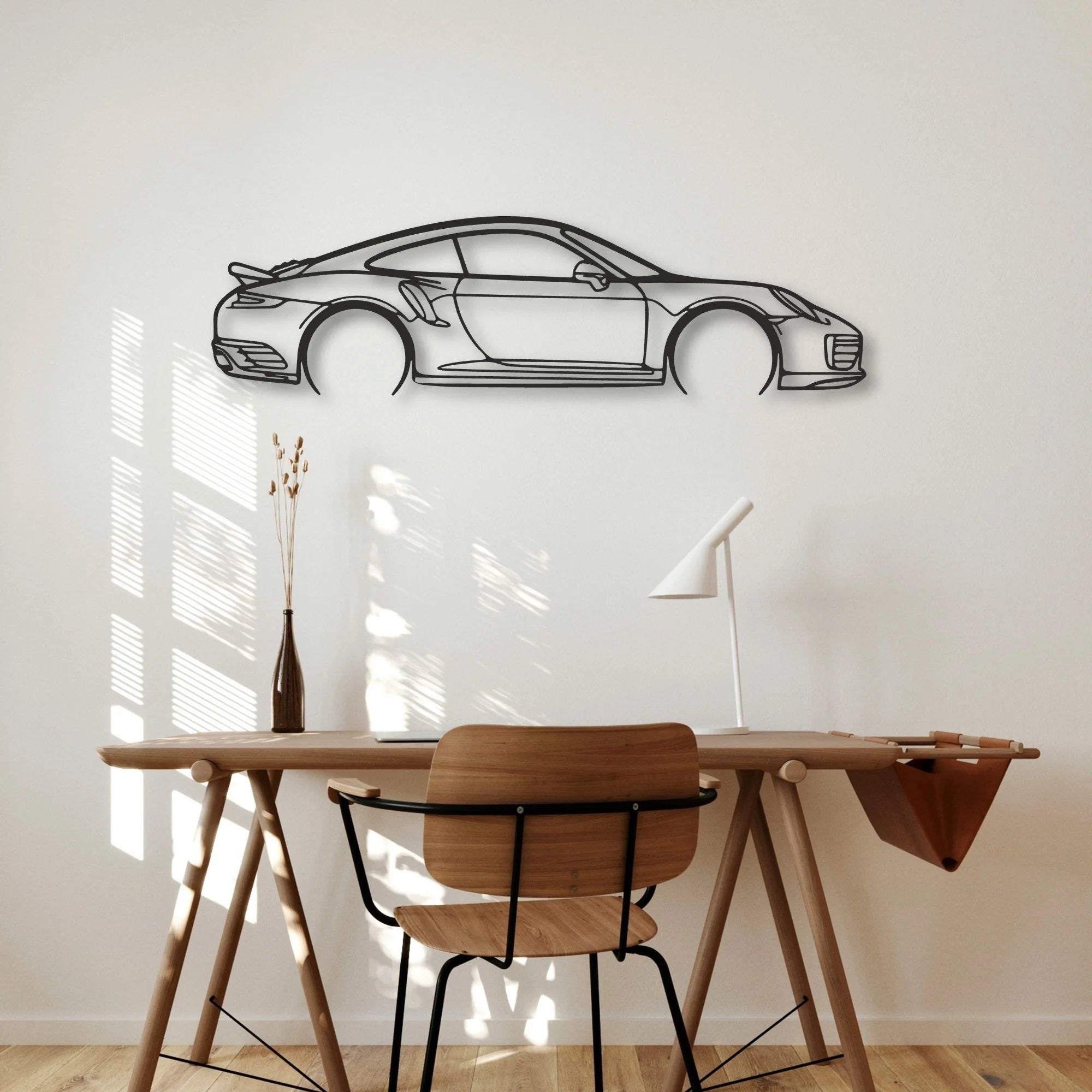 Porsche 911 Model 991 Turbo S Classic Silhouette Metal Wall Art - Automotive Garage Decor