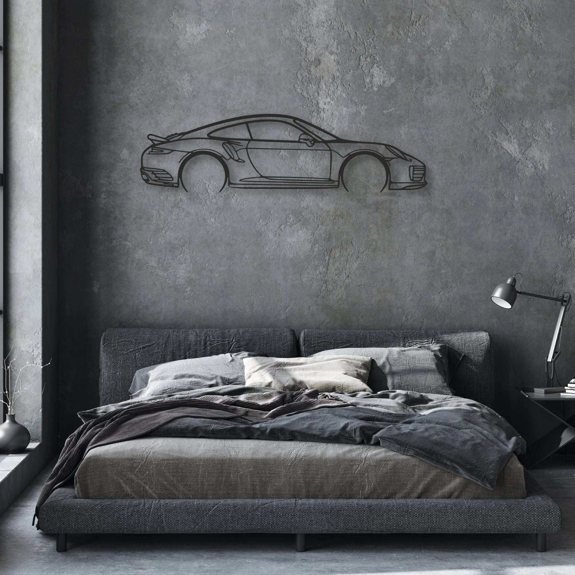 porsche 911 model 991 turbo s Classic Silhouette Metal Wall Art - Automotive Garage Decor
