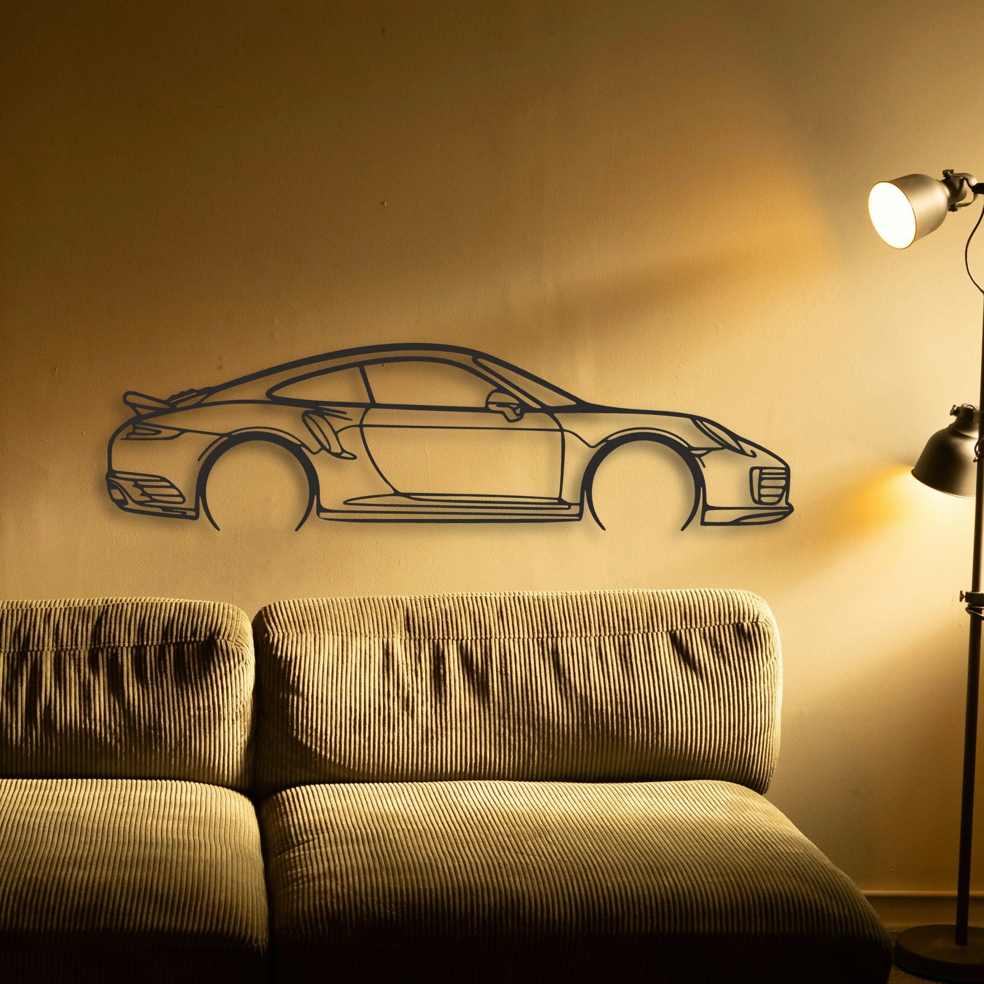 Porsche 911 Model 991 Turbo S Classic Silhouette Metal Wall Art - Automotive Garage Decor