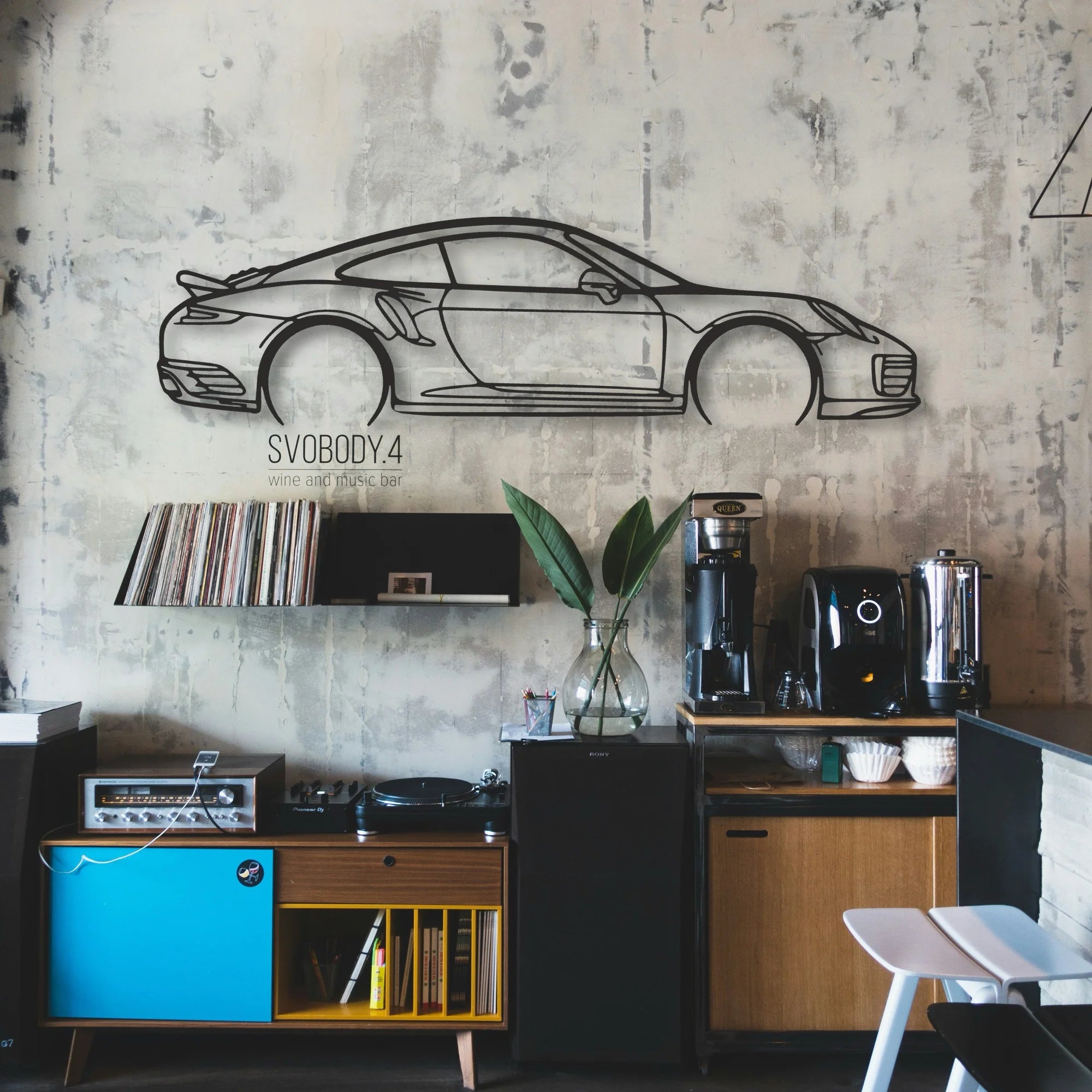 Porsche 911 Model 991 Turbo S Classic Silhouette Metal Wall Art - Automotive Garage Decor