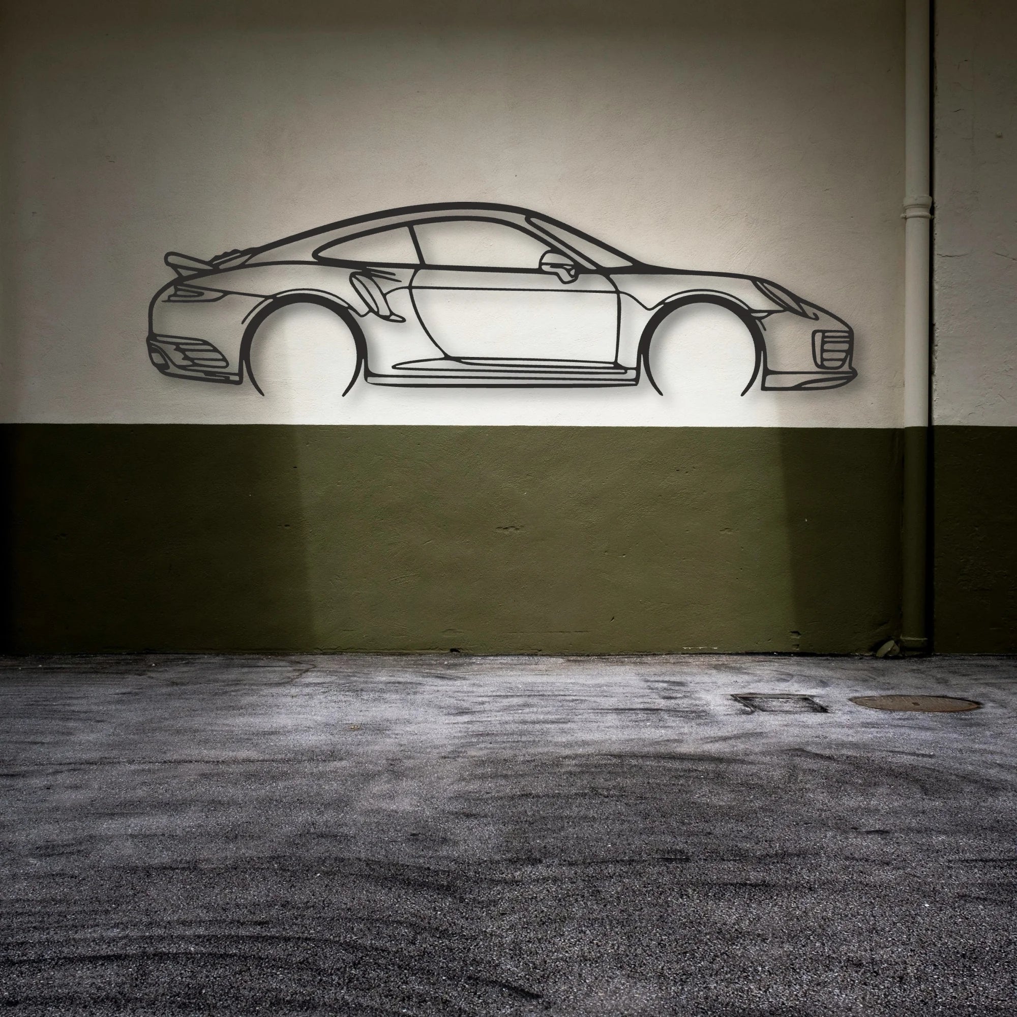 Porsche 911 Model 991 Turbo S Classic Silhouette Metal Wall Art - Automotive Garage Decor