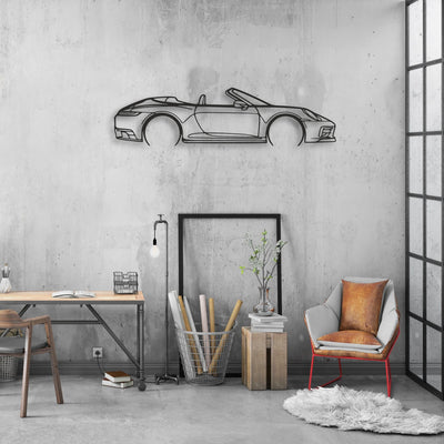 porsche 911 model 992 convertible Classic Silhouette Metal Wall Art - Automotive Garage Decor