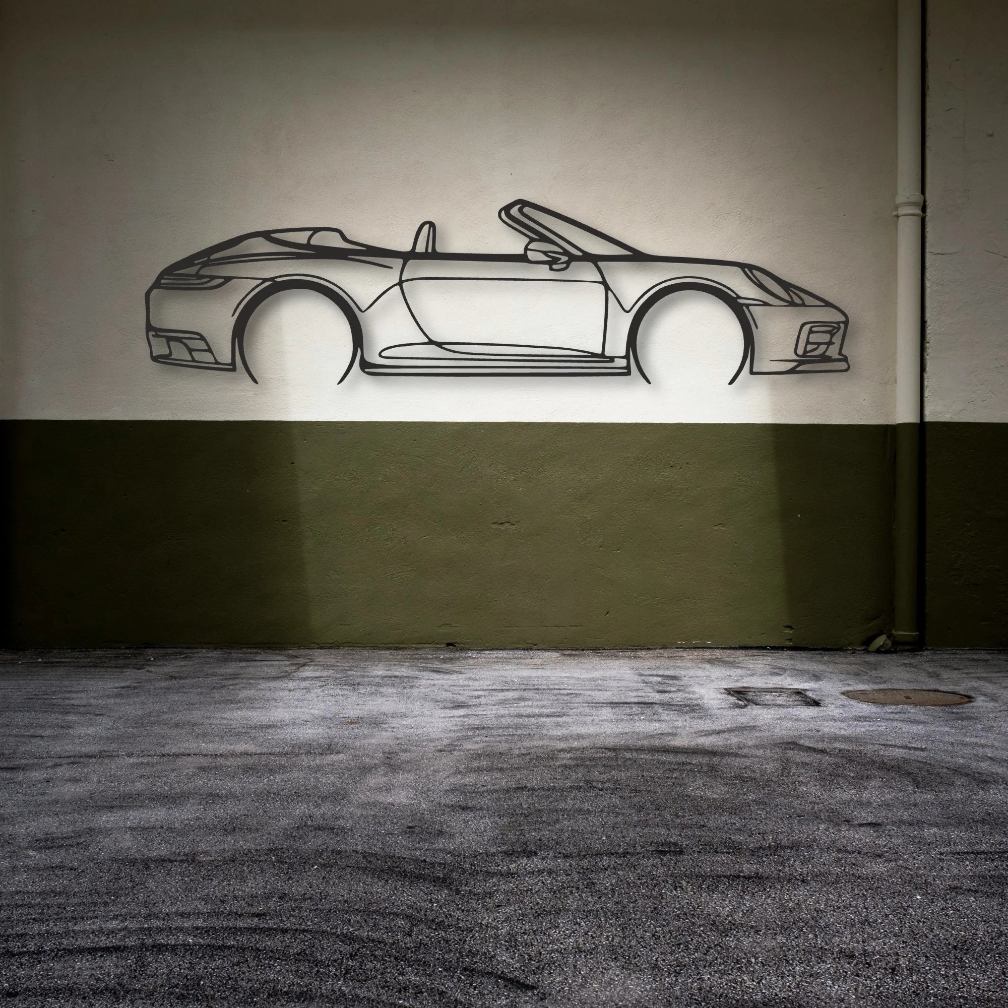 Porsche 911 Model 992 Convertible Classic Silhouette Metal Wall Art - Automotive Garage Decor