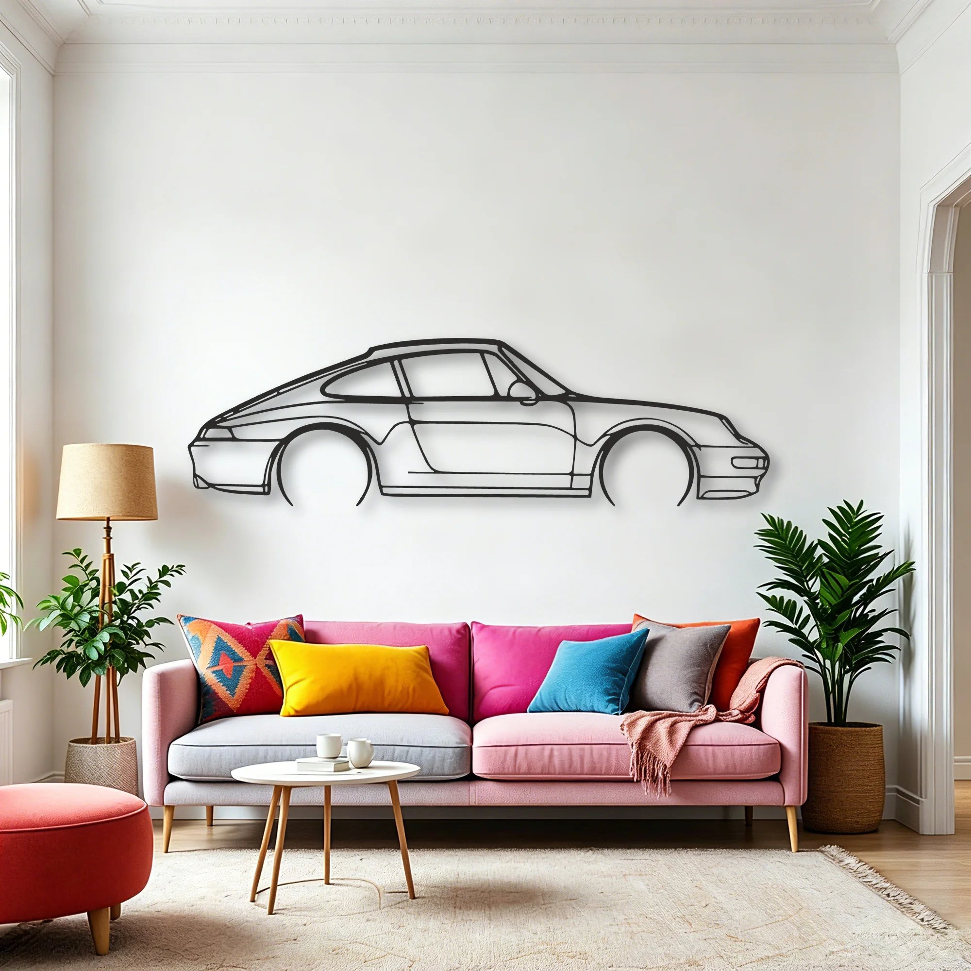Porsche 911 Model 993 Classic Silhouette Metal Wall Art - Automotive Garage Decor