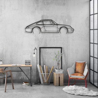 porsche 911 model 993 Classic Silhouette Metal Wall Art - Automotive Garage Decor