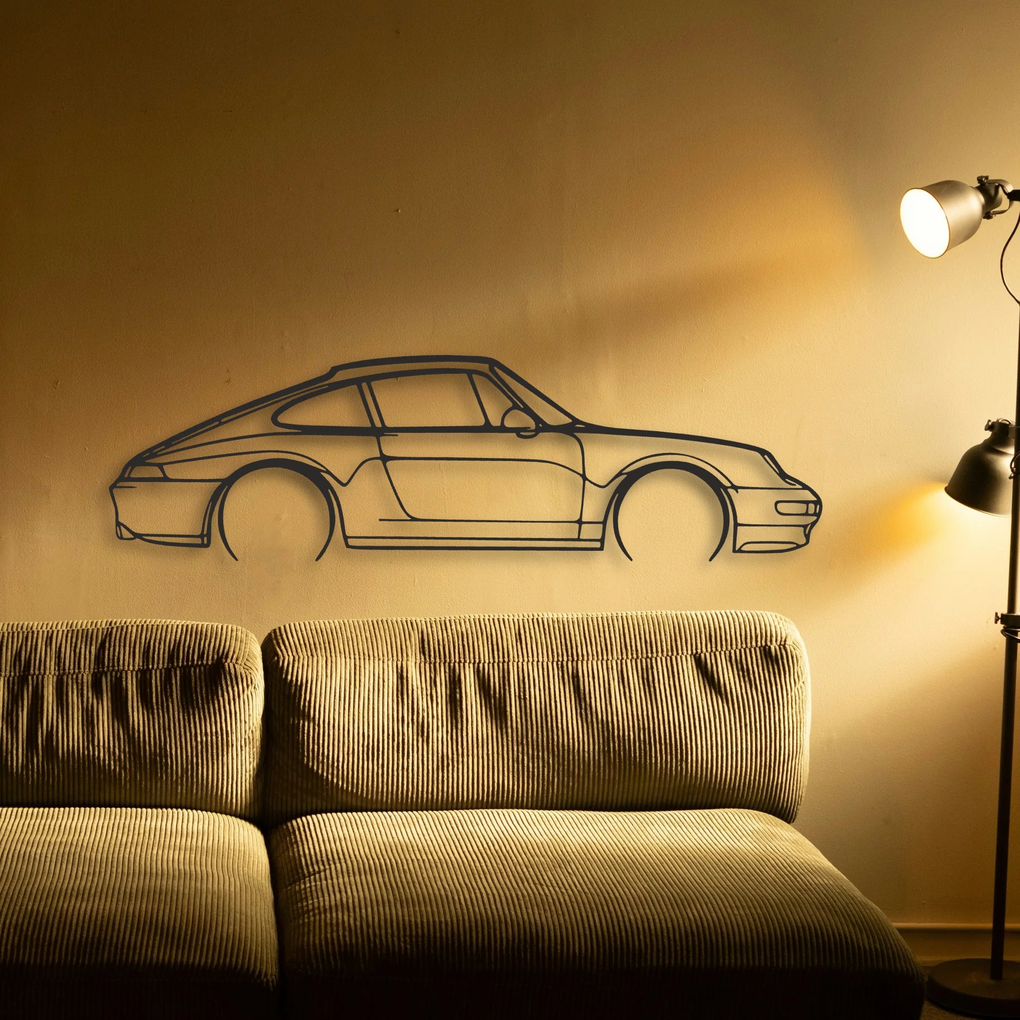 Porsche 911 Model 993 Classic Silhouette Metal Wall Art - Automotive Garage Decor