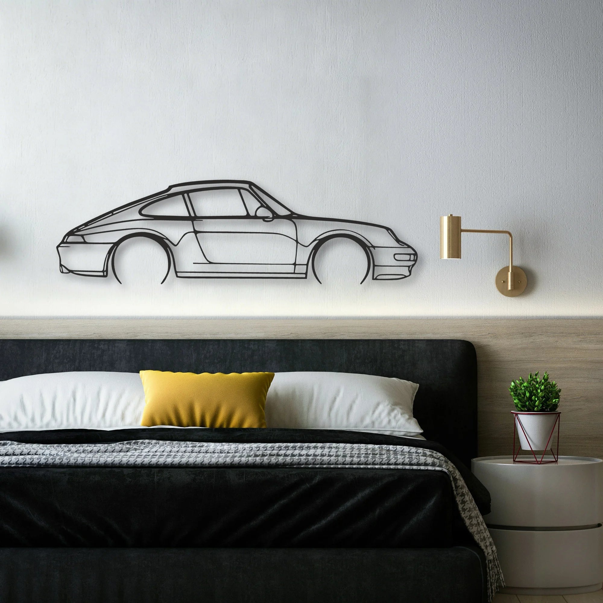 Porsche 911 Model 993 Classic Silhouette Metal Wall Art - Automotive Garage Decor