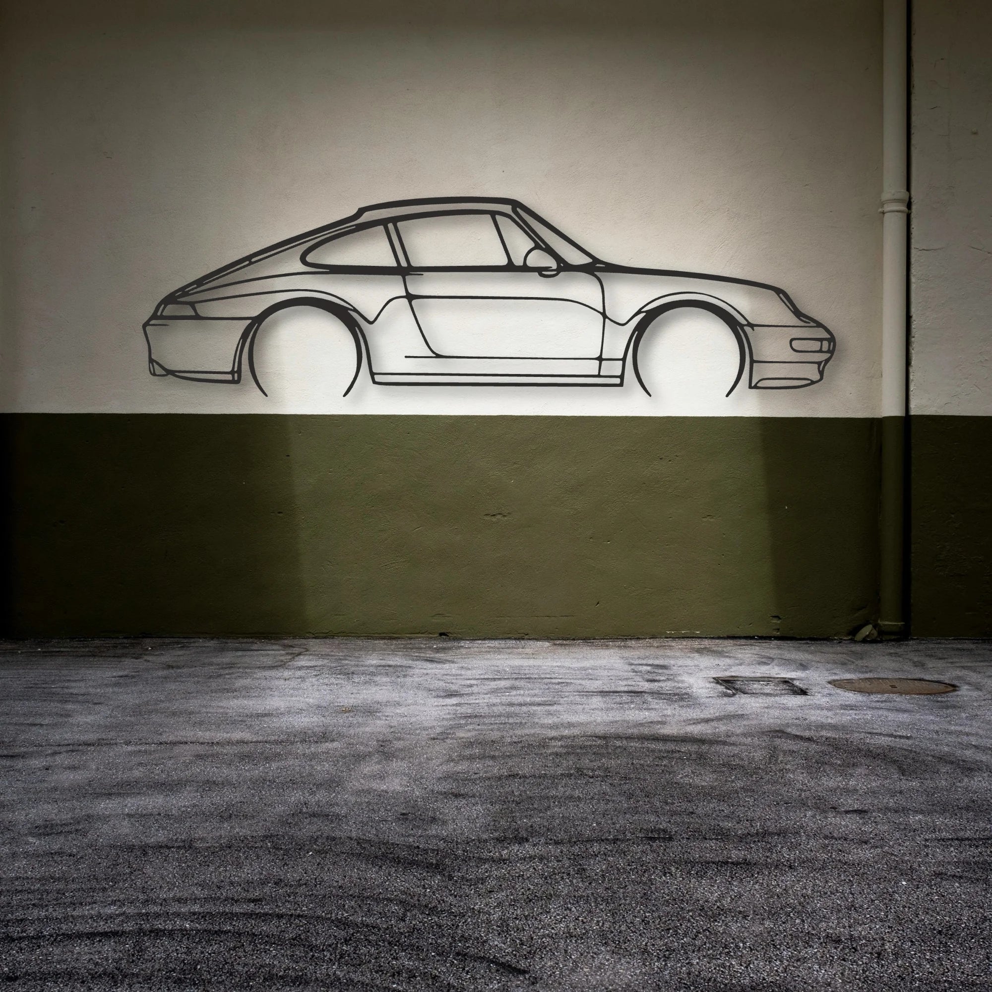 Porsche 911 Model 993 Classic Silhouette Metal Wall Art - Automotive Garage Decor
