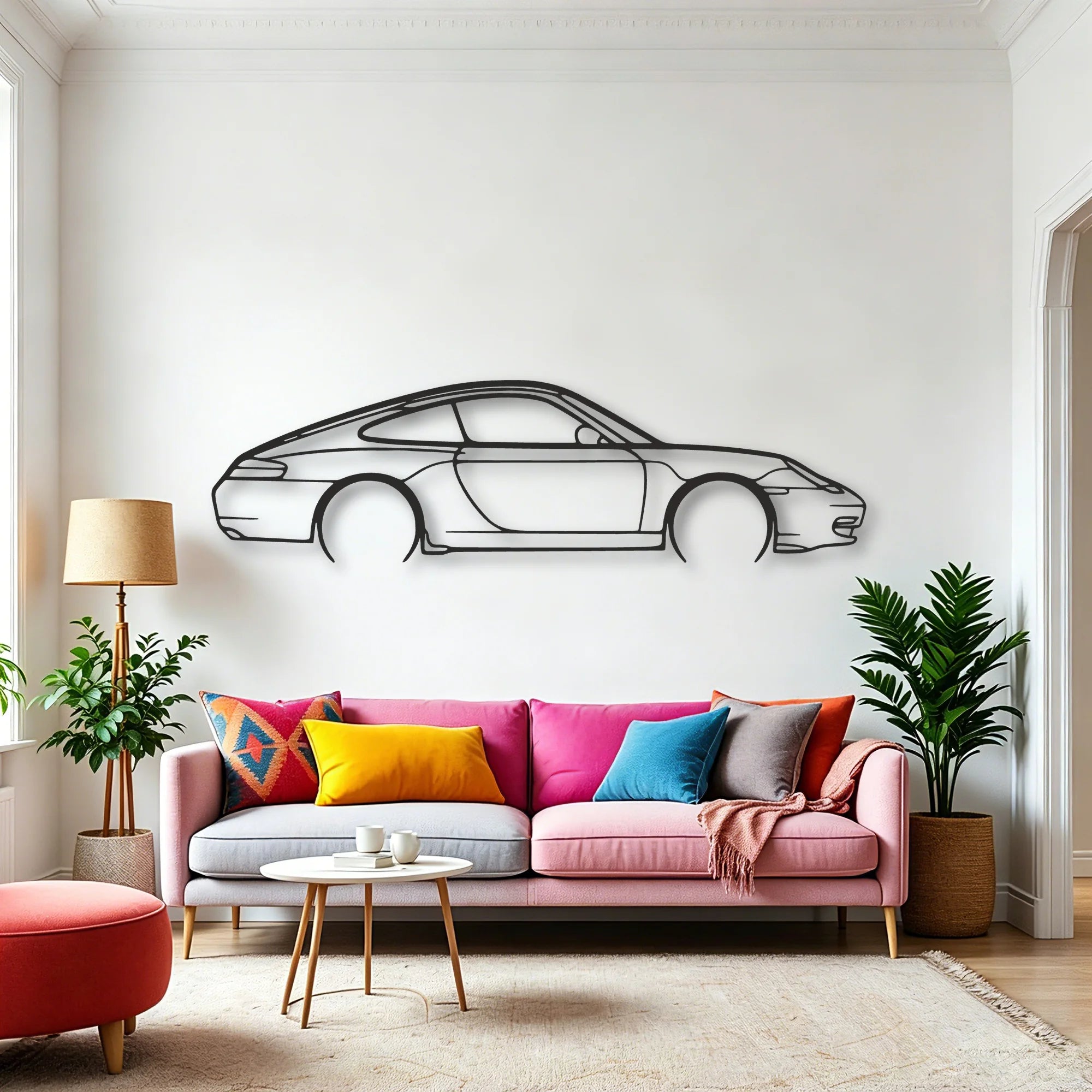 Porsche 911 Model 996 Classic Silhouette Metal Wall Art - Automotive Garage Decor