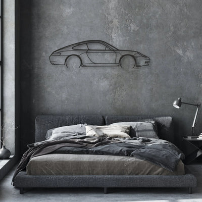 porsche 911 model 996 Classic Silhouette Metal Wall Art - Automotive Garage Decor