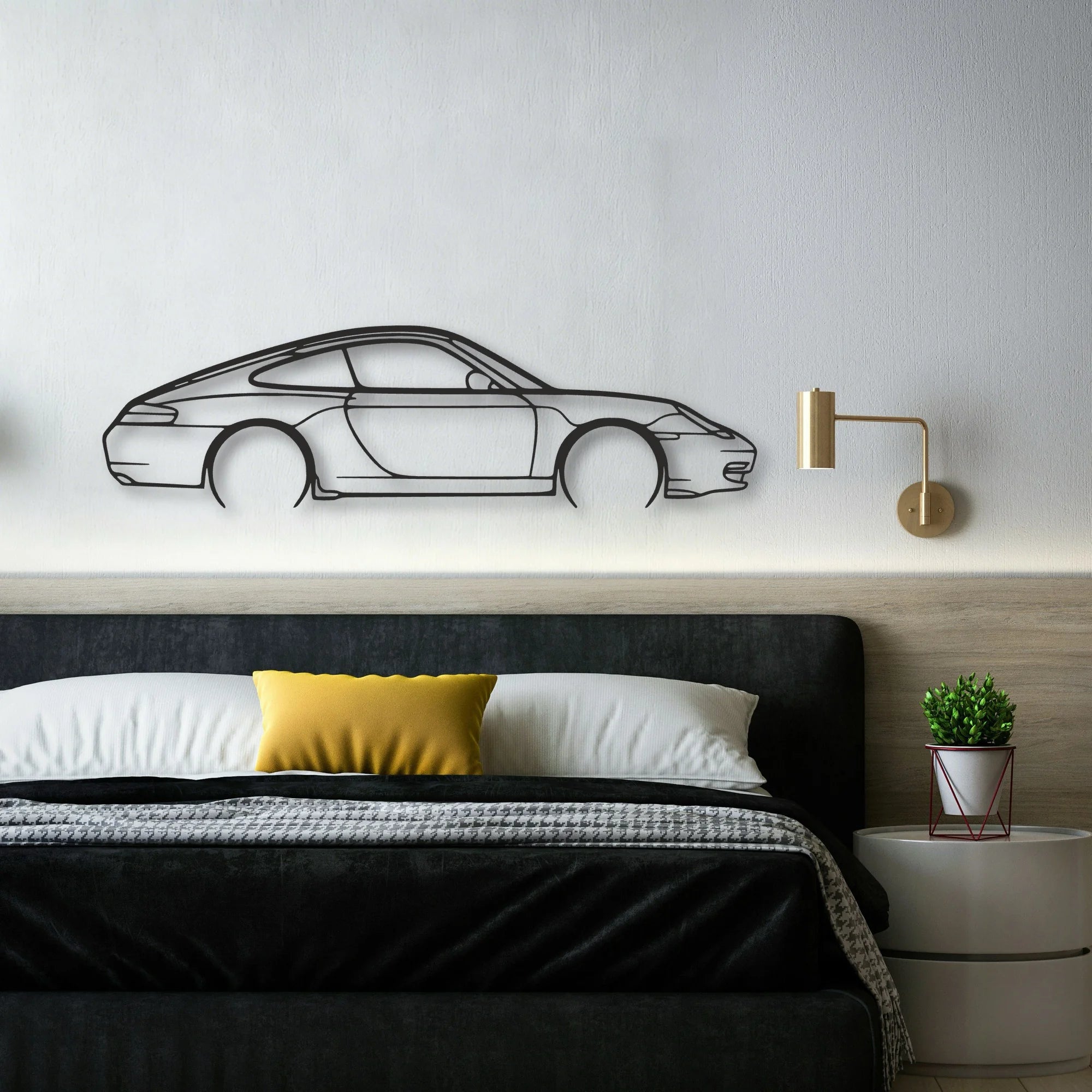 Porsche 911 Model 996 Classic Silhouette Metal Wall Art - Automotive Garage Decor