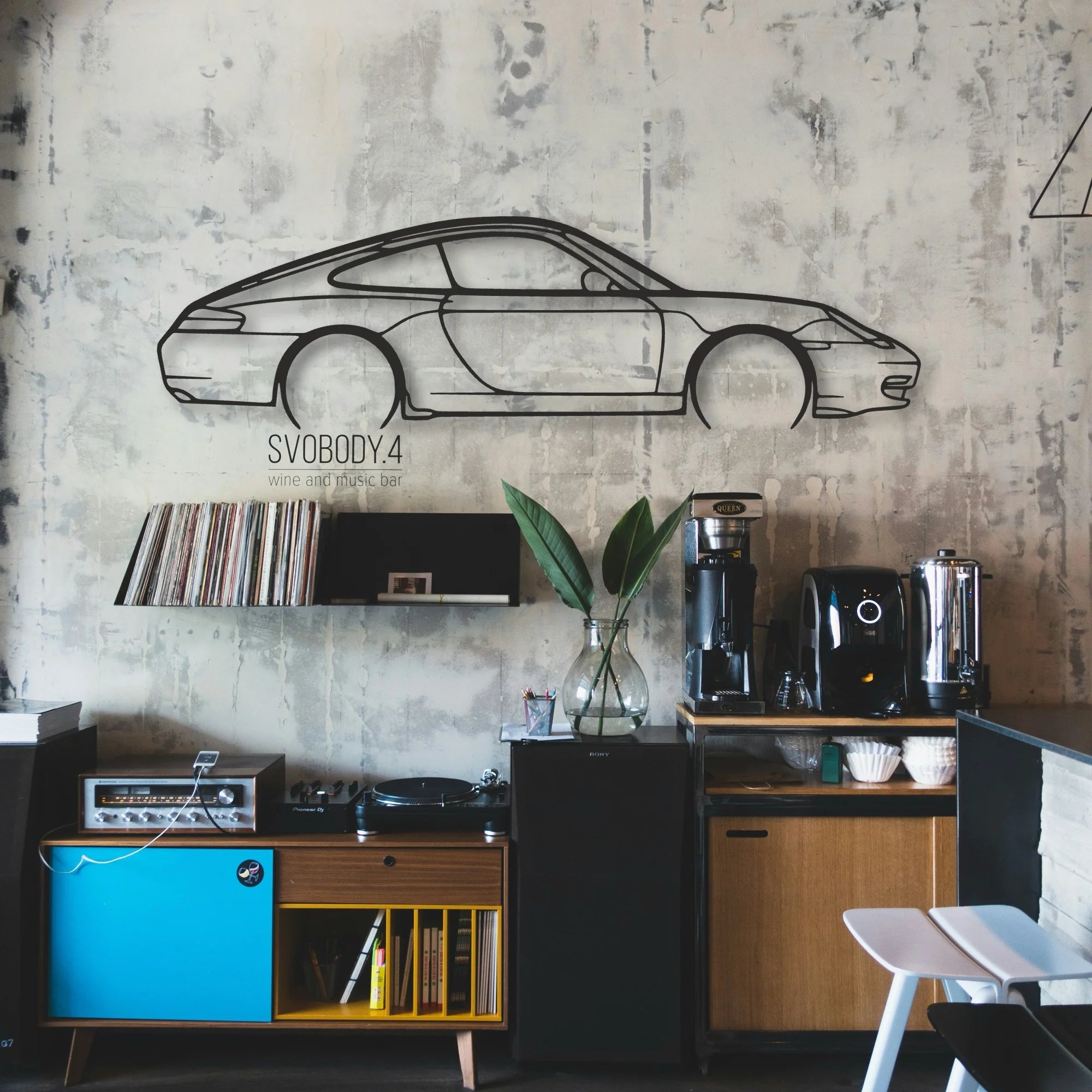 Porsche 911 Model 996 Classic Silhouette Metal Wall Art - Automotive Garage Decor