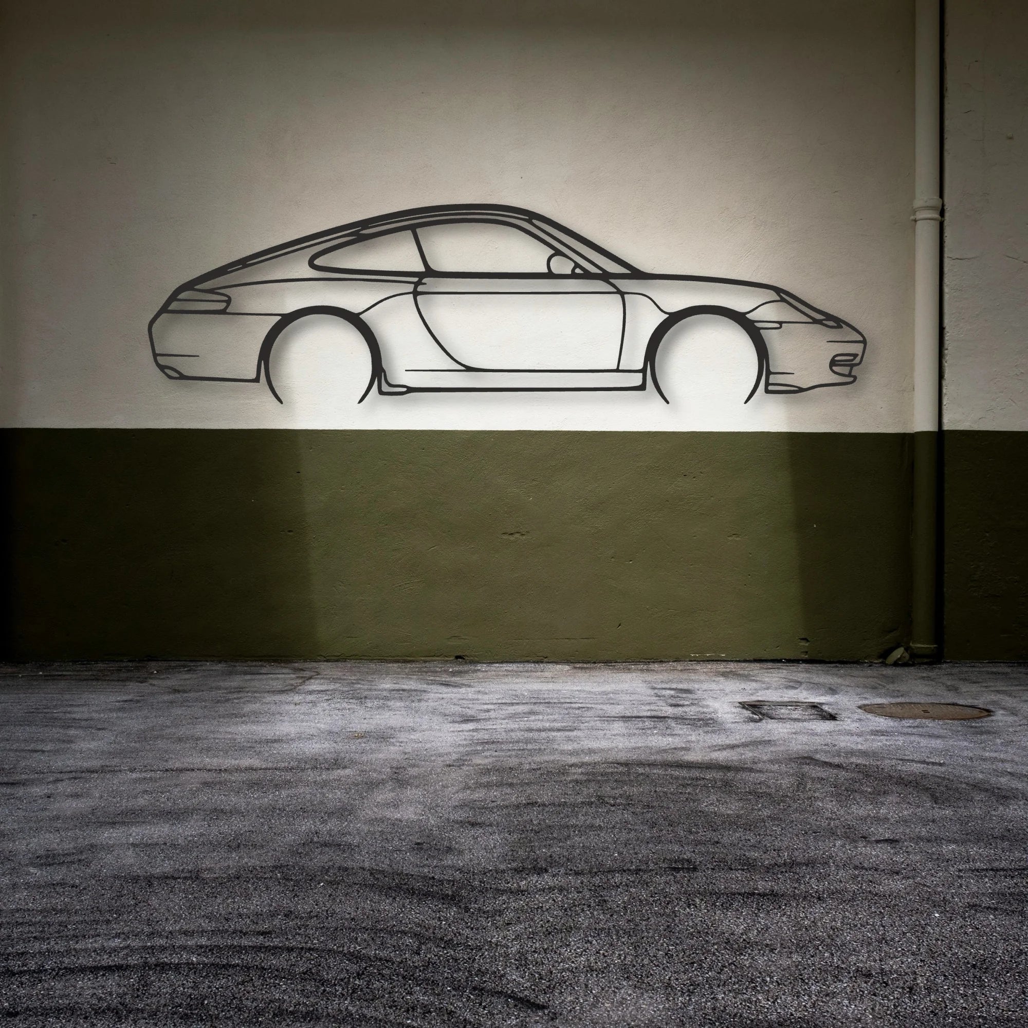 Porsche 911 Model 996 Classic Silhouette Metal Wall Art - Automotive Garage Decor