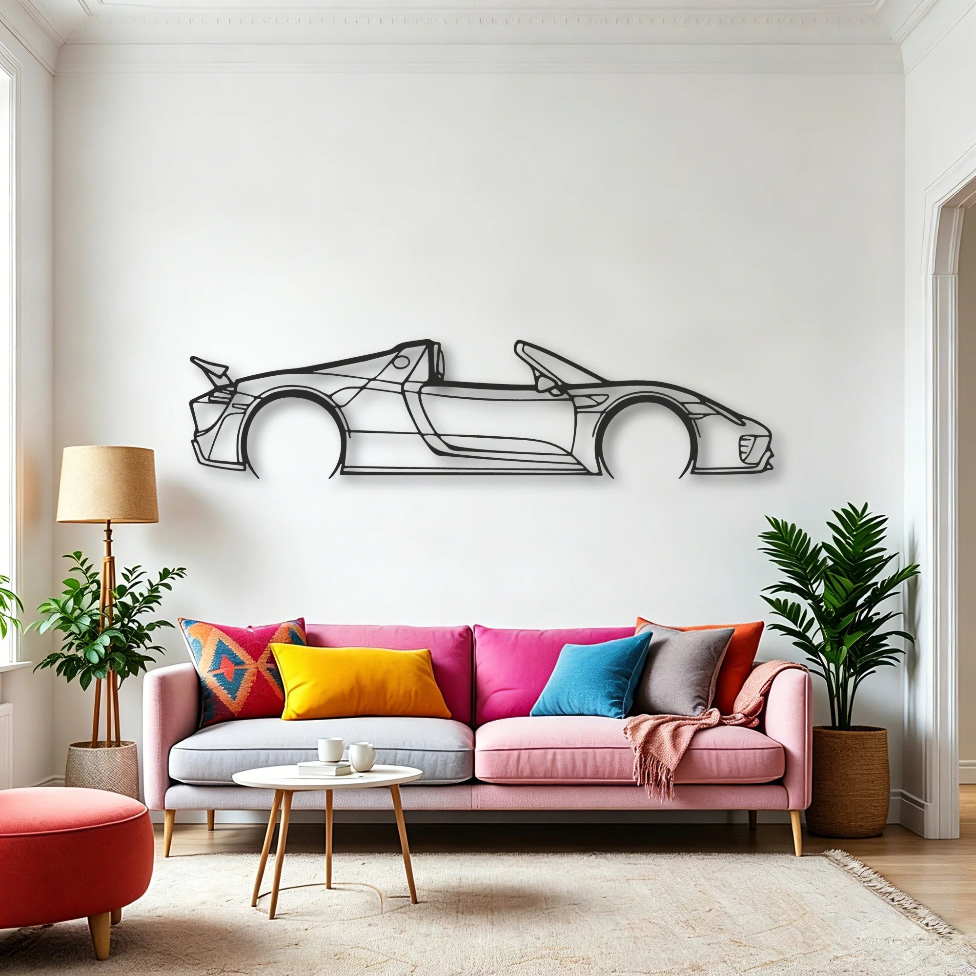 Porsche 918 Spider Classic Silhouette Metal Wall Art - Automotive Garage Decor