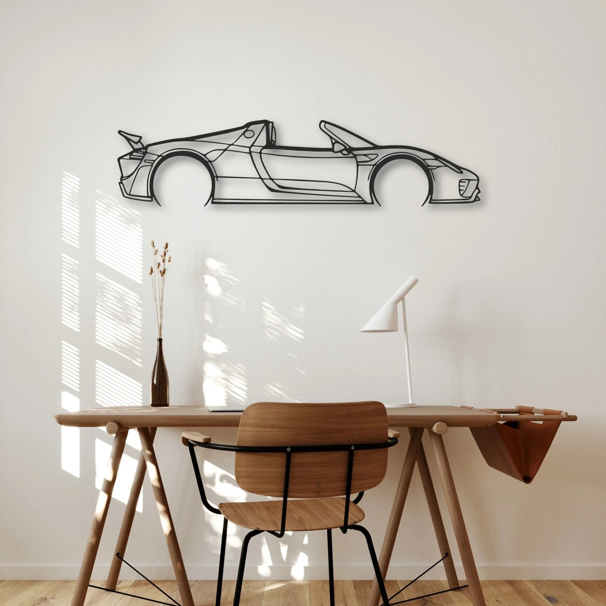 Porsche 918 Spider Classic Silhouette Metal Wall Art - Automotive Garage Decor