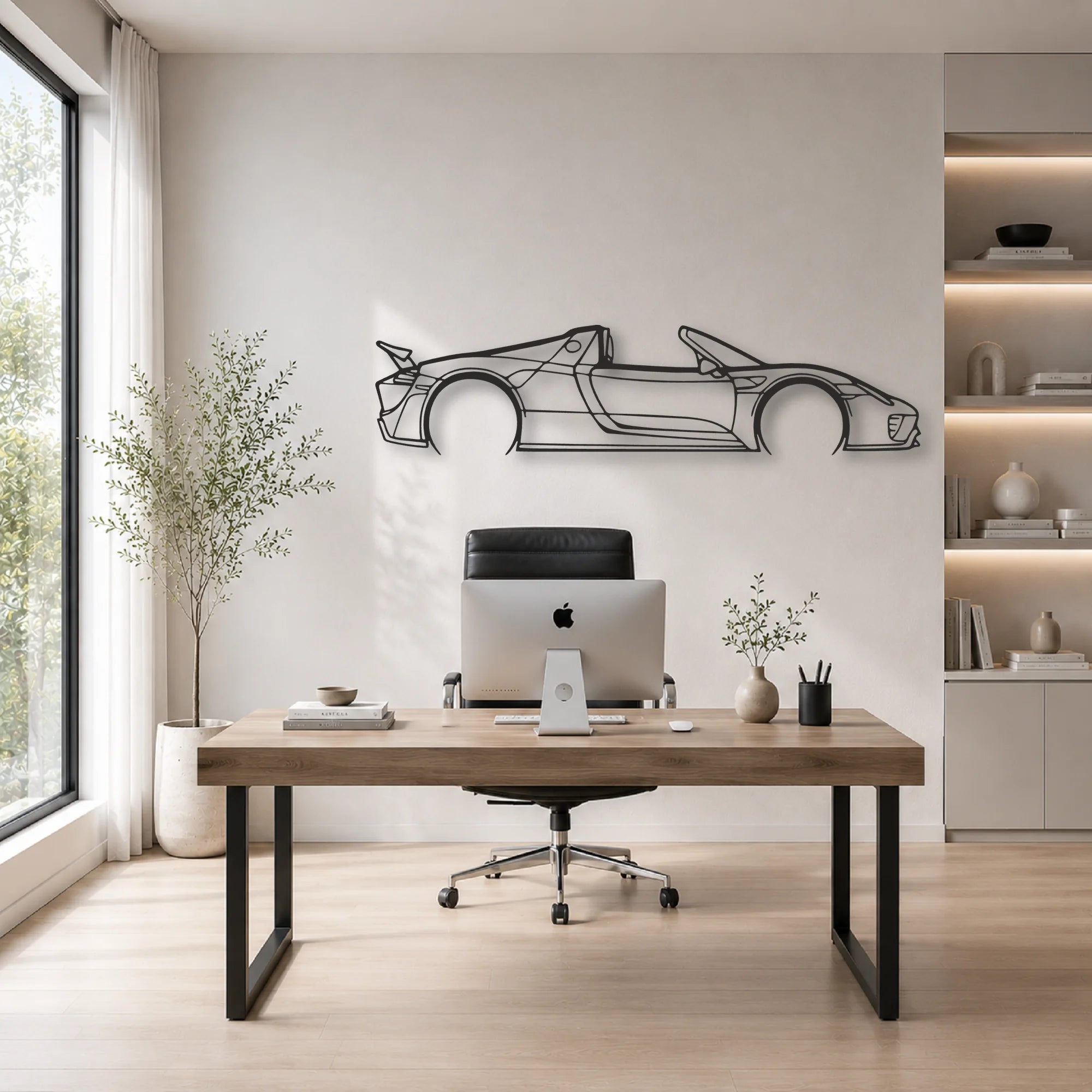 Porsche 918 Spider Classic Silhouette Metal Wall Art - Automotive Garage Decor