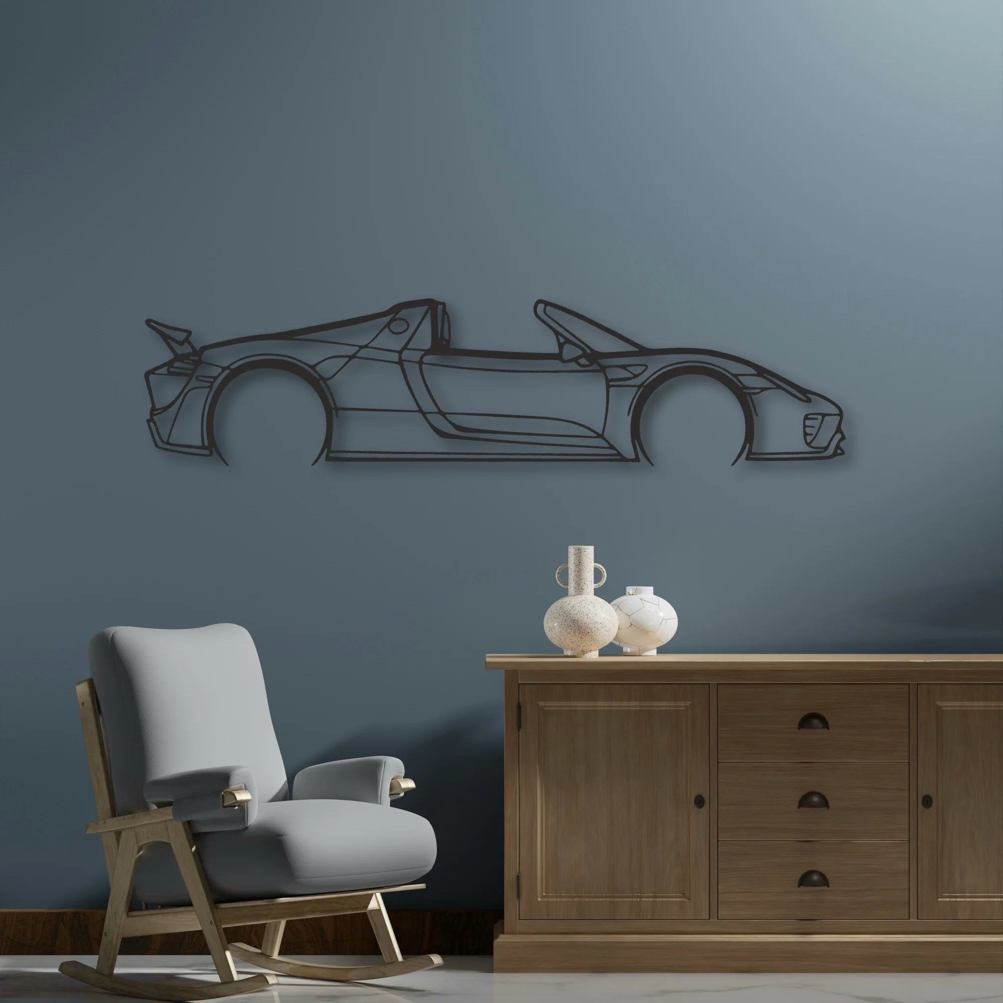 Porsche 918 Spider Classic Silhouette Metal Wall Art - Automotive Garage Decor
