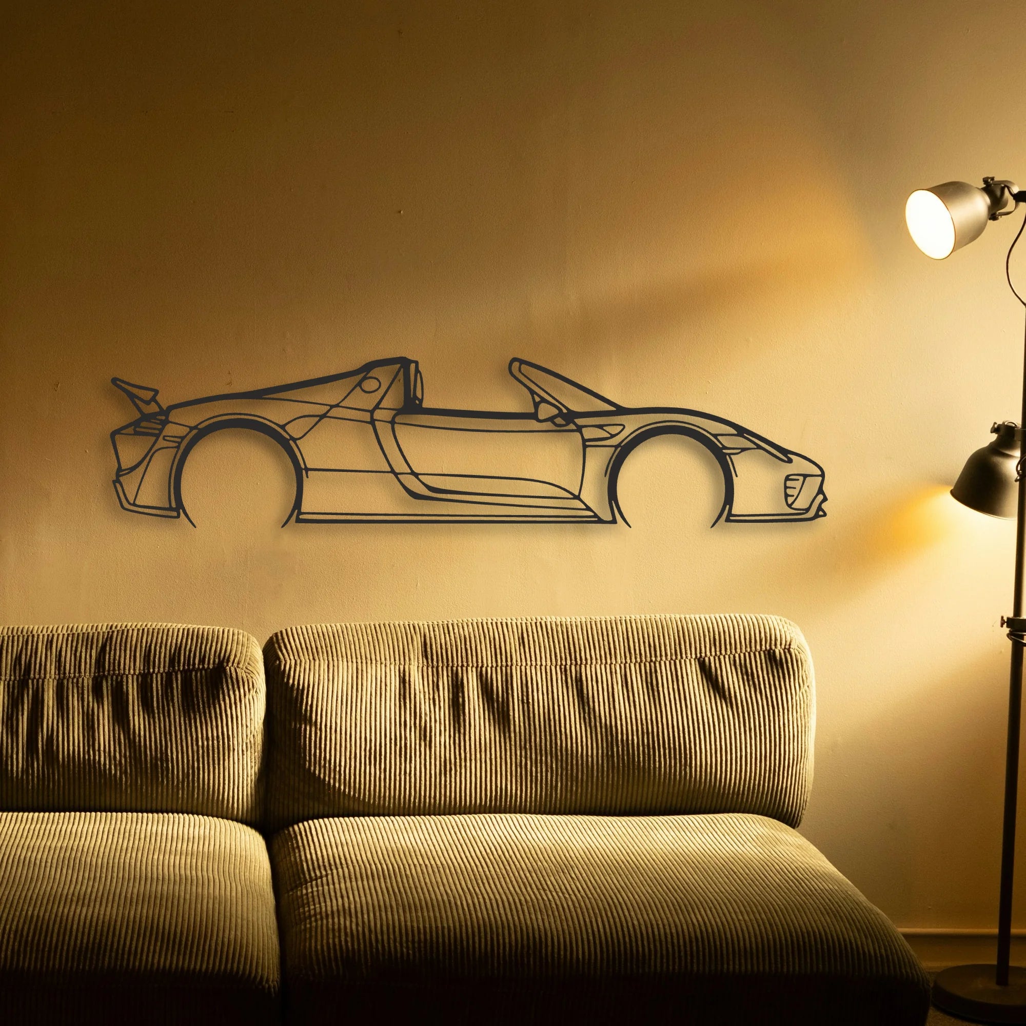 Porsche 918 Spider Classic Silhouette Metal Wall Art - Automotive Garage Decor