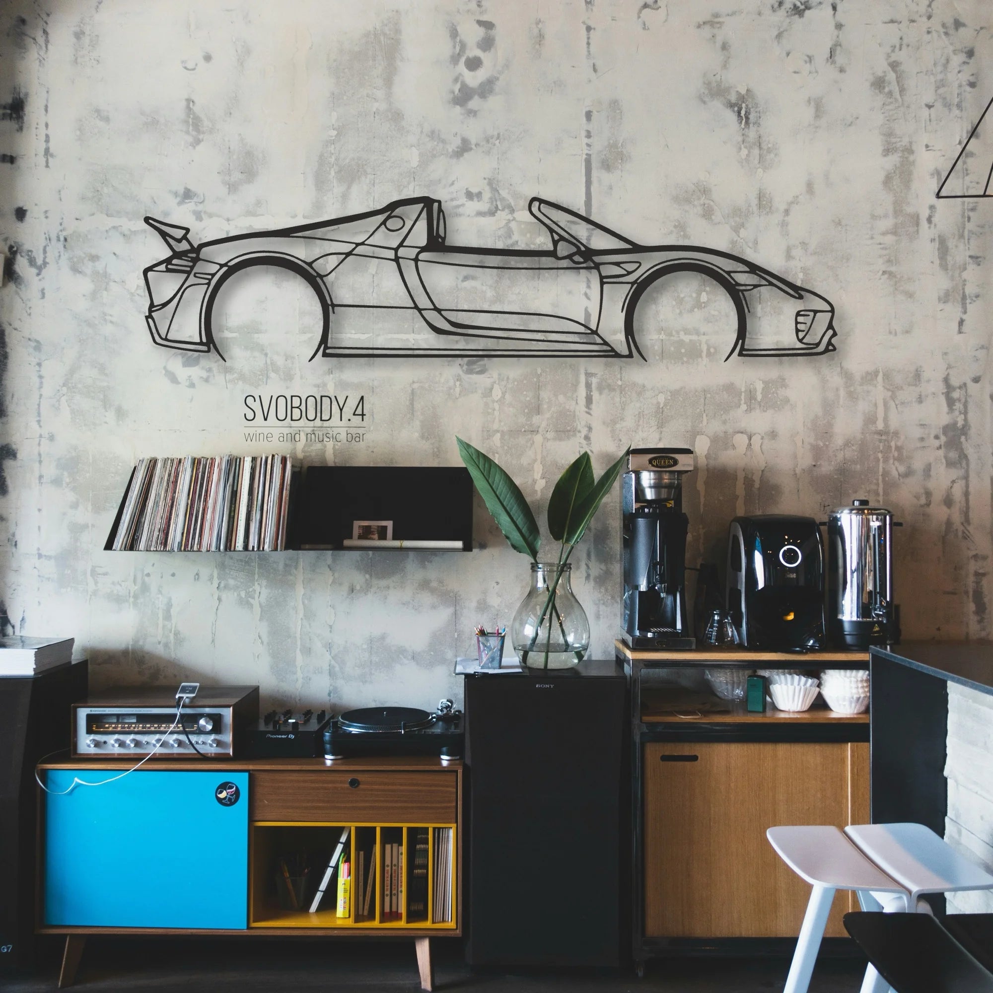 Porsche 918 Spider Classic Silhouette Metal Wall Art - Automotive Garage Decor