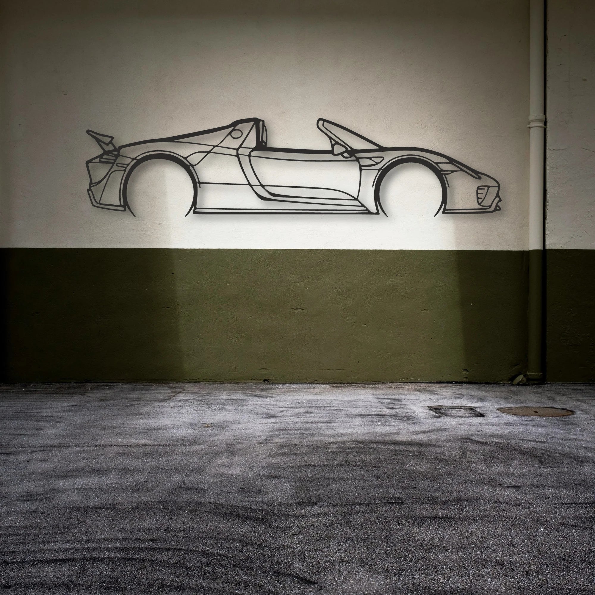 Porsche 918 Spider Classic Silhouette Metal Wall Art - Automotive Garage Decor