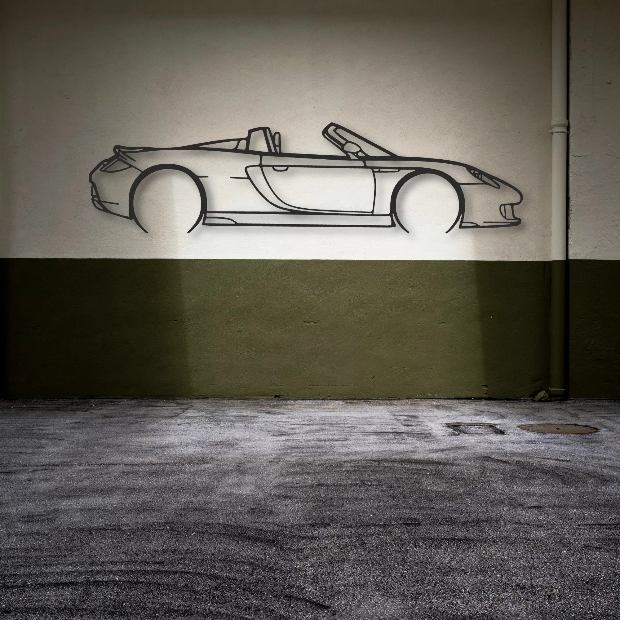 Porsche Carrera GT Classic Silhouette Metal Wall Art - Automotive Garage Decor