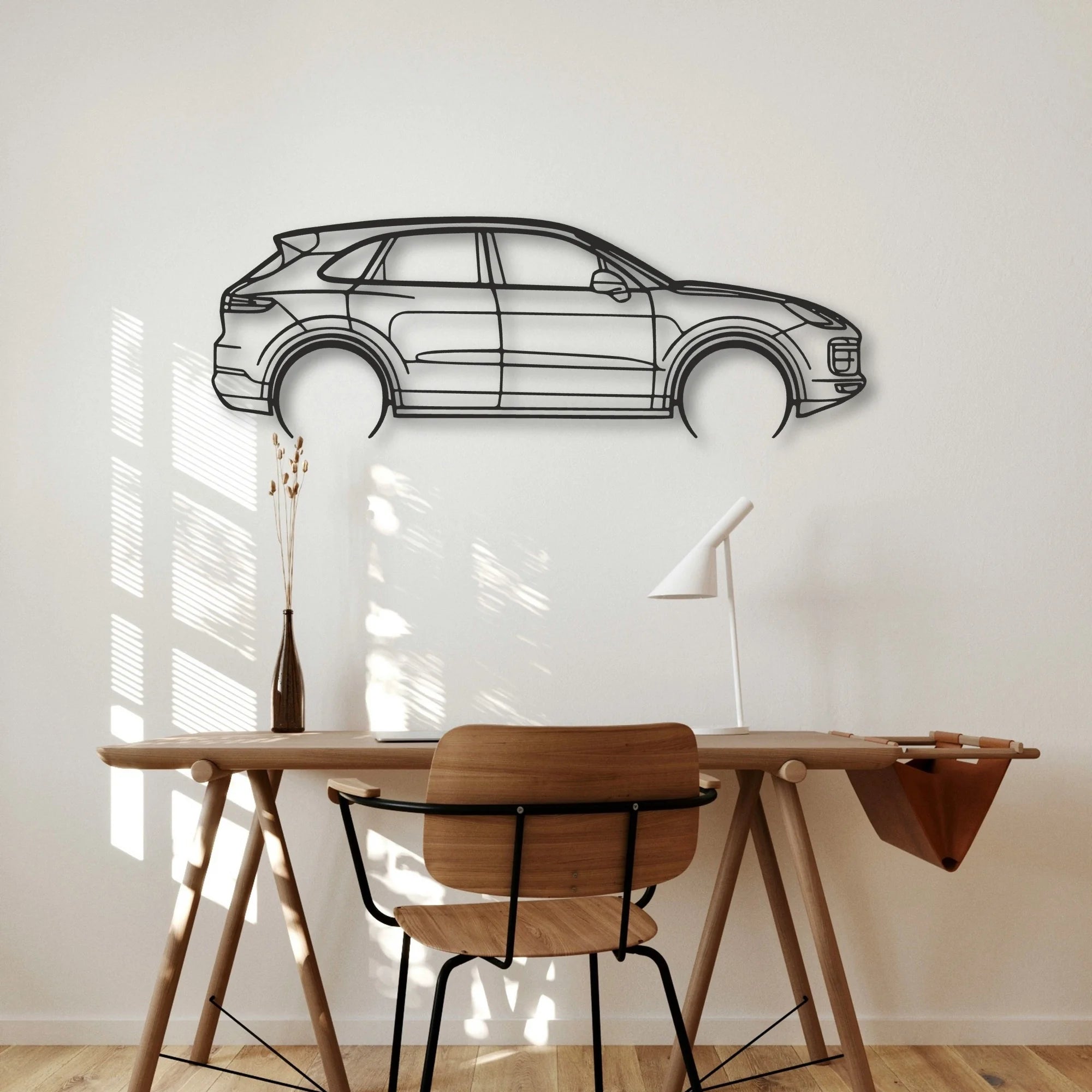 Porsche Cayenne Turbo Classic Silhouette Metal Wall Art - Automotive Garage Decor