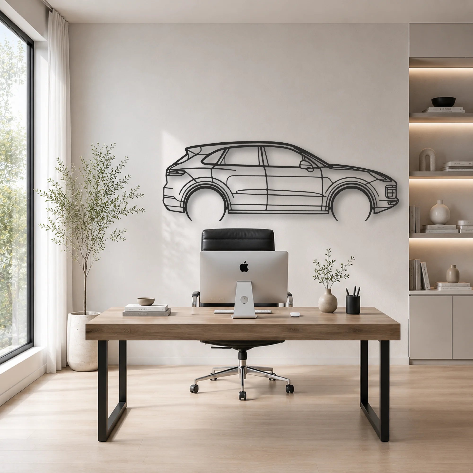 Porsche Cayenne Turbo Classic Silhouette Metal Wall Art - Automotive Garage Decor