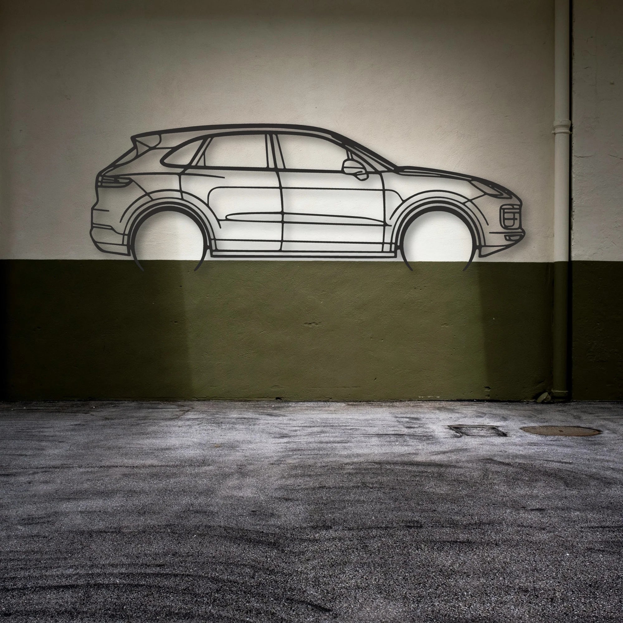 Porsche Cayenne Turbo Classic Silhouette Metal Wall Art - Automotive Garage Decor