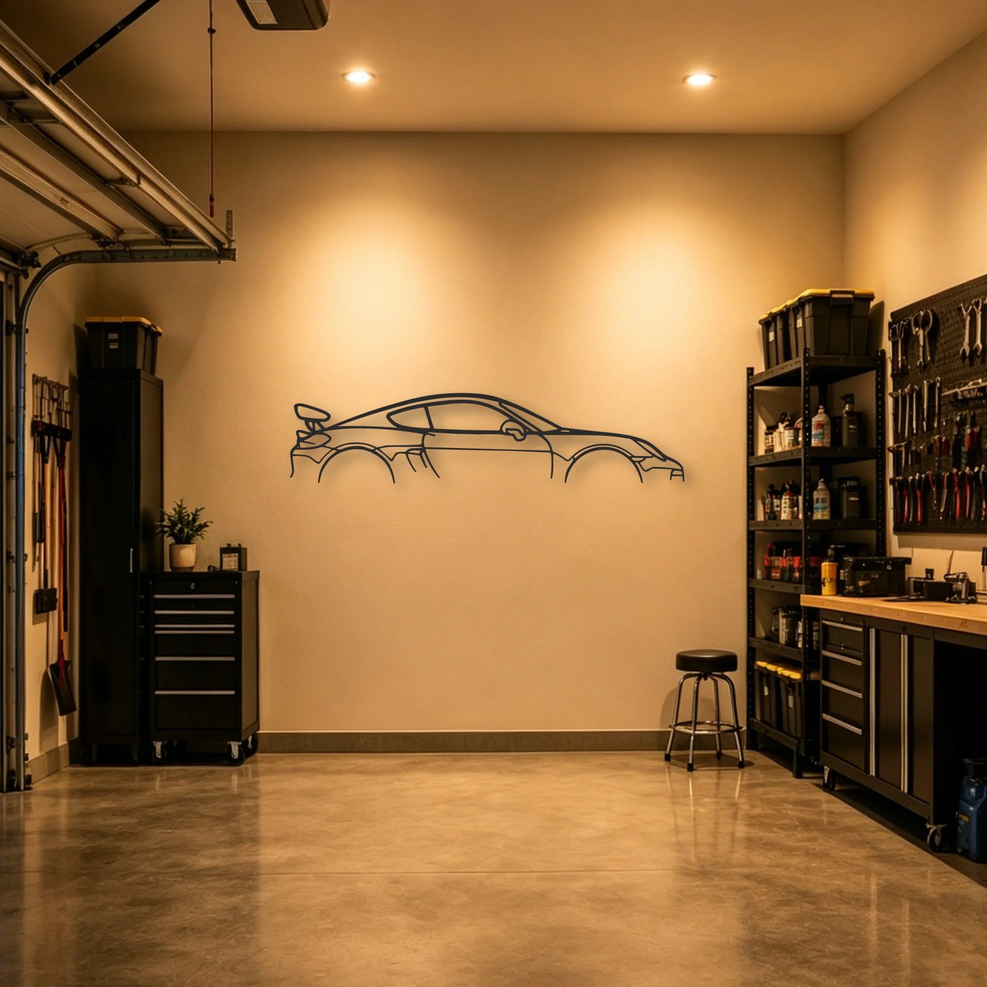 Porsche Cayman GT4 981 Classic Silhouette Metal Wall Art - Automotive Garage Decor
