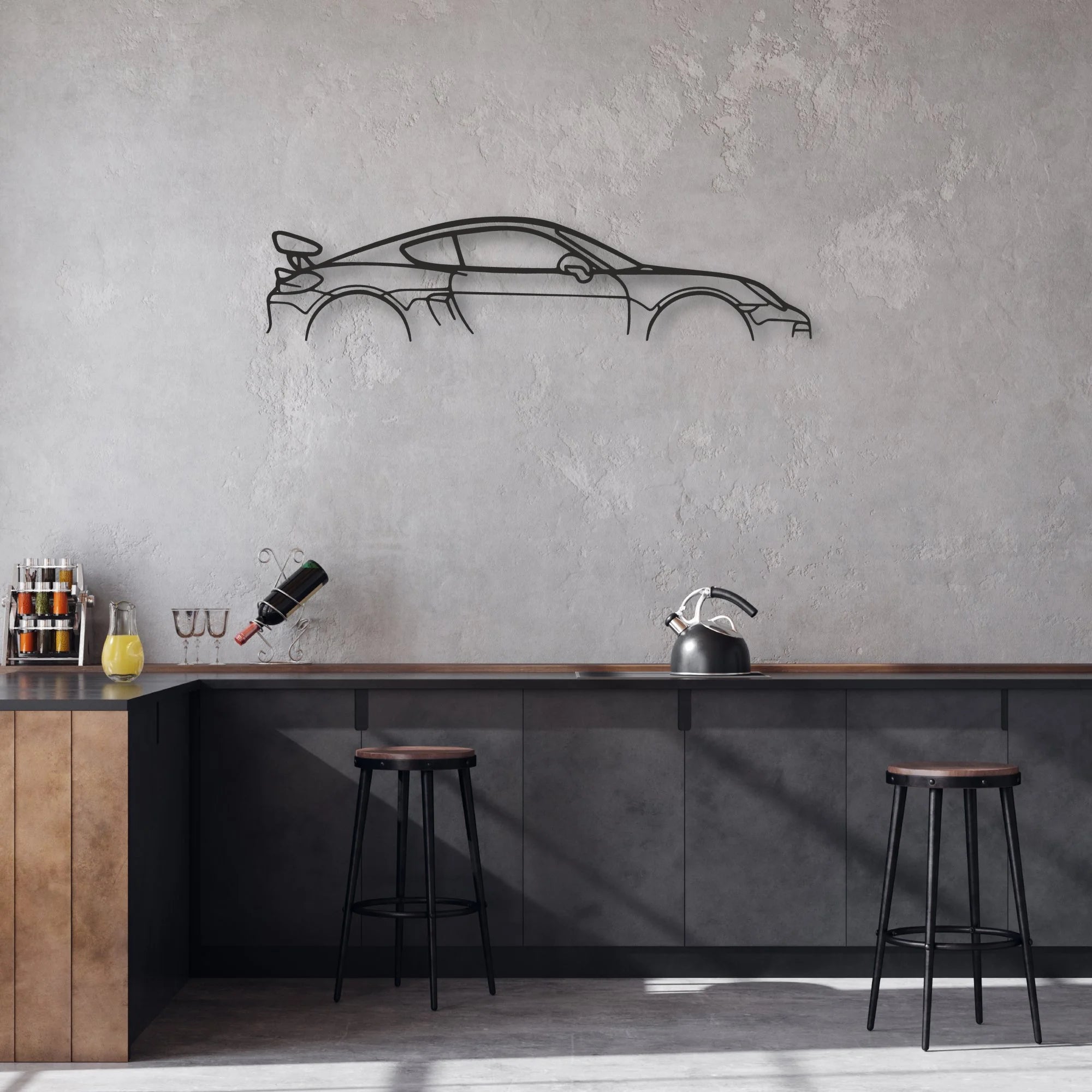 porsche cayman gt4 981 Classic Silhouette Metal Wall Art - Automotive Garage Decor