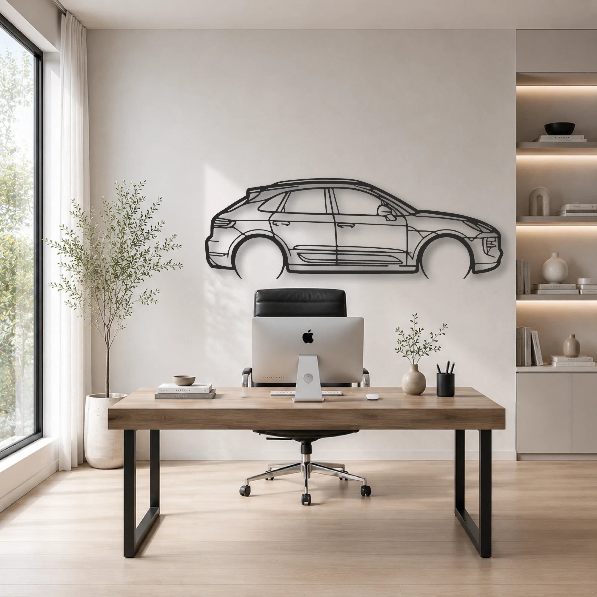 Porsche Macan GTS 95b Classic Silhouette Metal Wall Art - Automotive Garage Decor