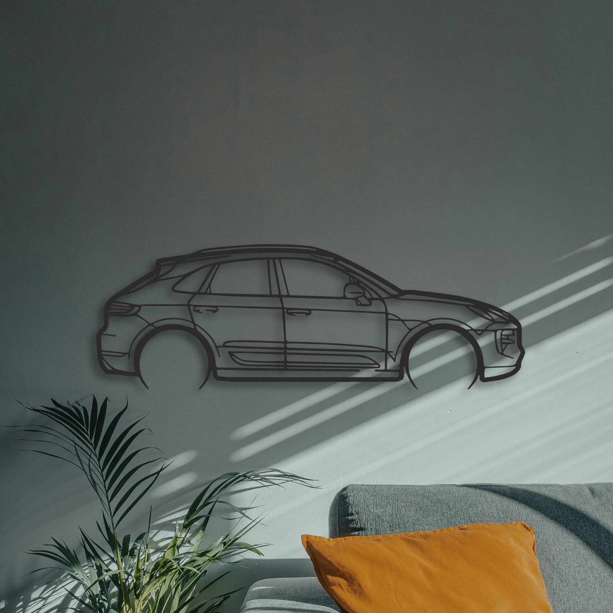 Porsche Macan GTS 95b Classic Silhouette Metal Wall Art - Automotive Garage Decor