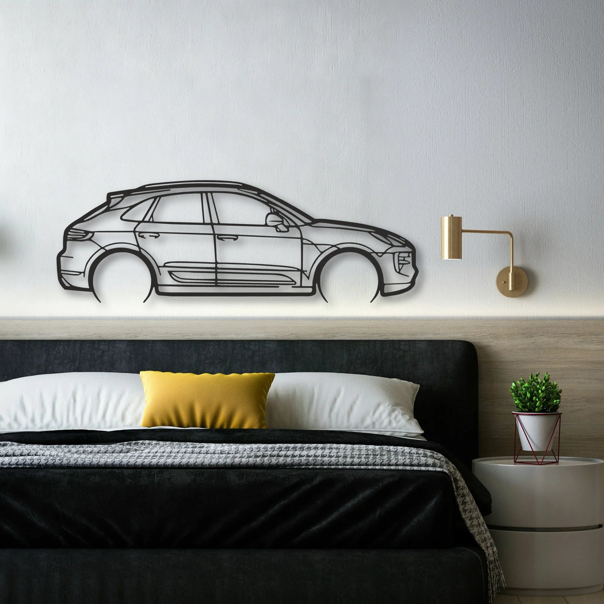 Porsche Macan GTS 95b Classic Silhouette Metal Wall Art - Automotive Garage Decor