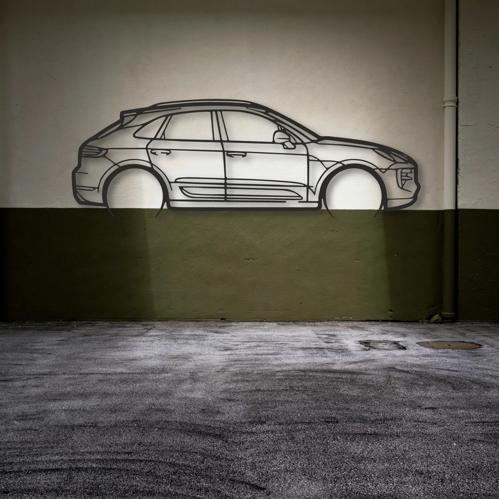 Porsche Macan GTS 95b Classic Silhouette Metal Wall Art - Automotive Garage Decor