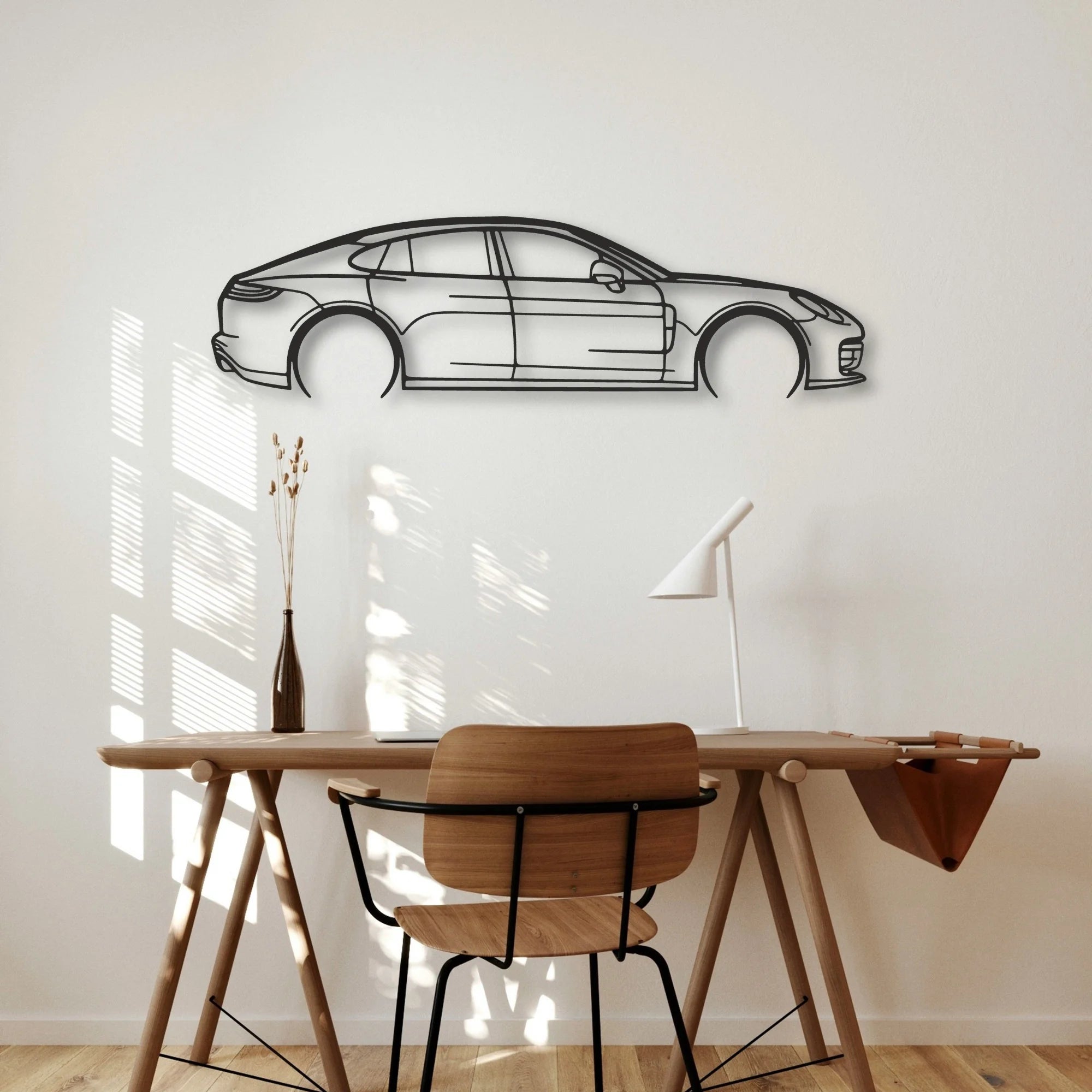 Porsche Panamera GTS 2023 Classic Silhouette Metal Wall Art - Automotive Garage Decor