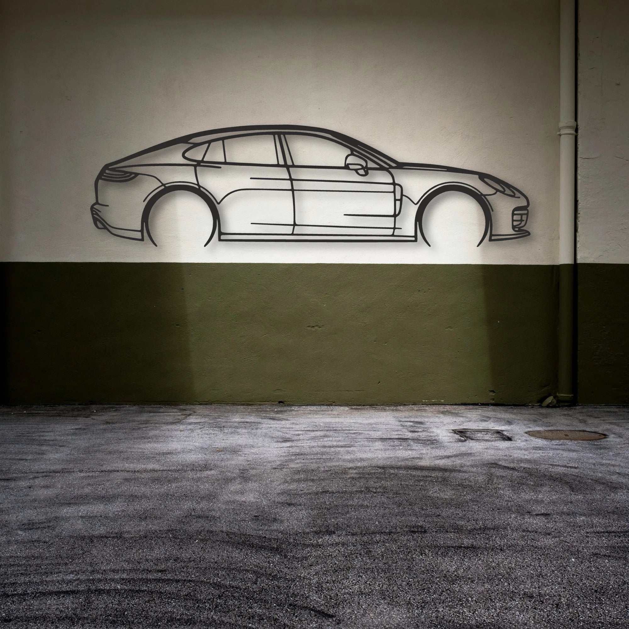 Porsche Panamera GTS 2023 Classic Silhouette Metal Wall Art - Automotive Garage Decor