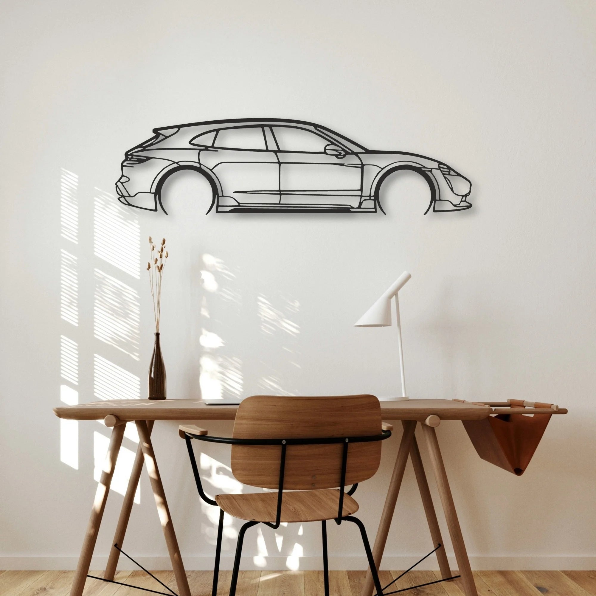 Porsche Taycan Turbo Cross Classic Silhouette Metal Wall Art - Automotive Garage Decor