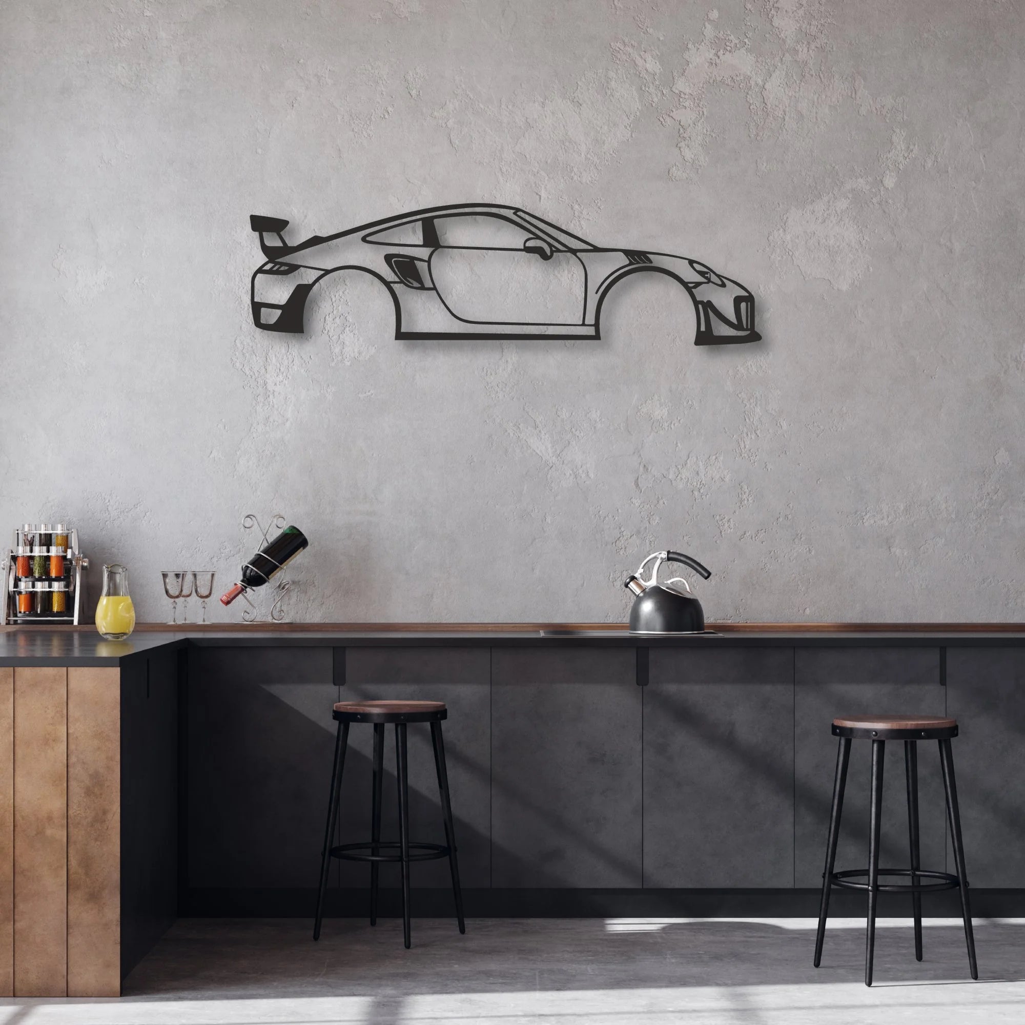 prs911 Classic Silhouette Metal Wall Art - Automotive Garage Decor