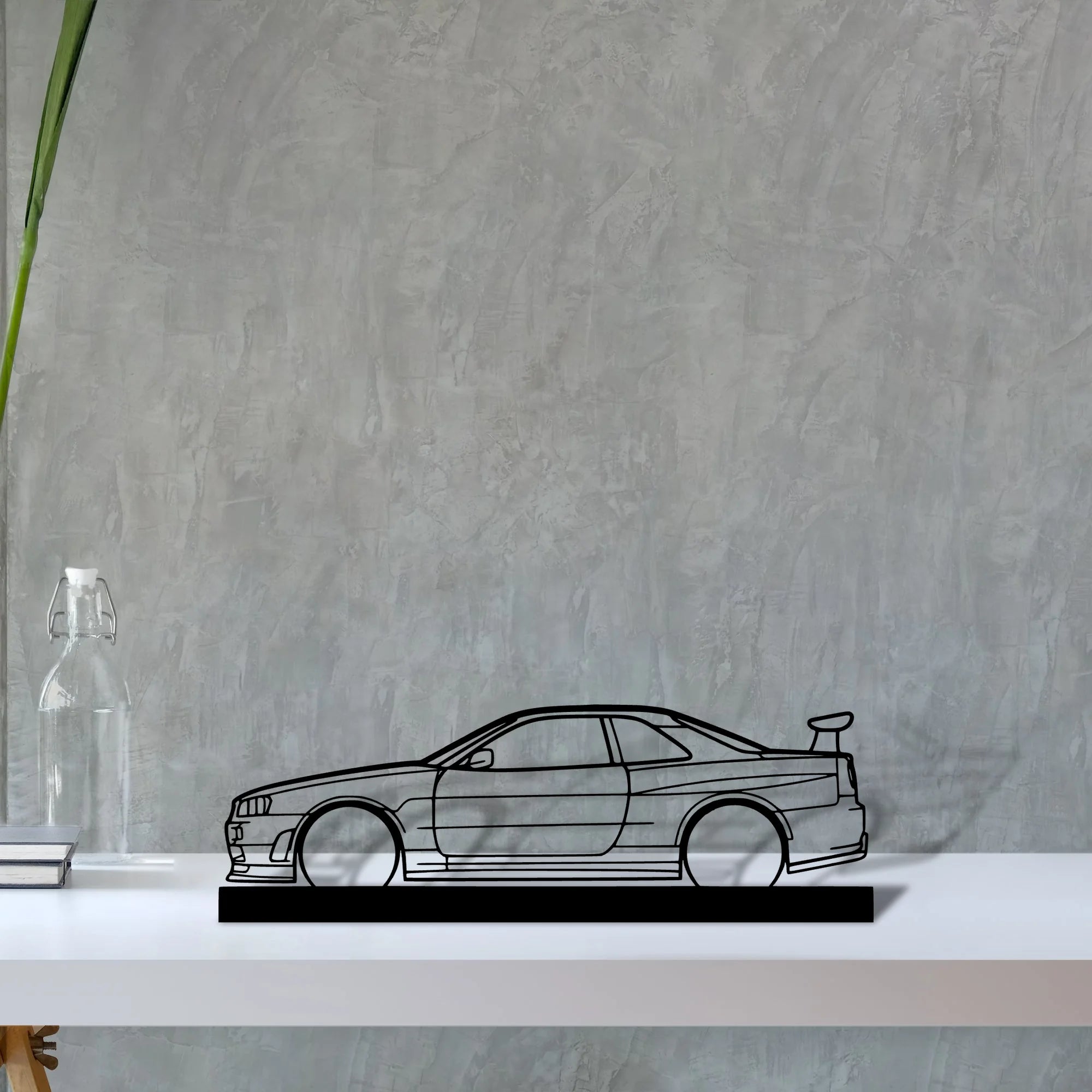r34-gtr Silhouette Metal Art Stand - Aero Silhouette