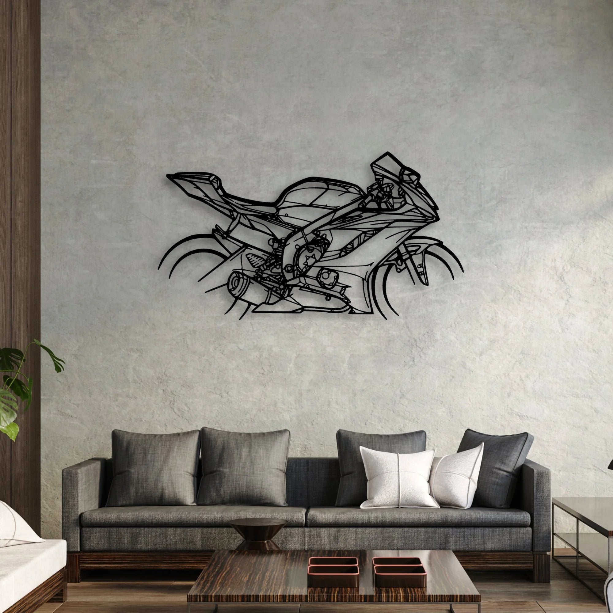 R6 2018 Classic Motorcycle Silhouette Metal Wall Art - Moto Garage Decor