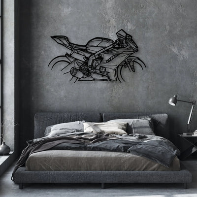 R6 2018 Classic Motorcycle Silhouette Metal Wall Art - Moto Garage Decor